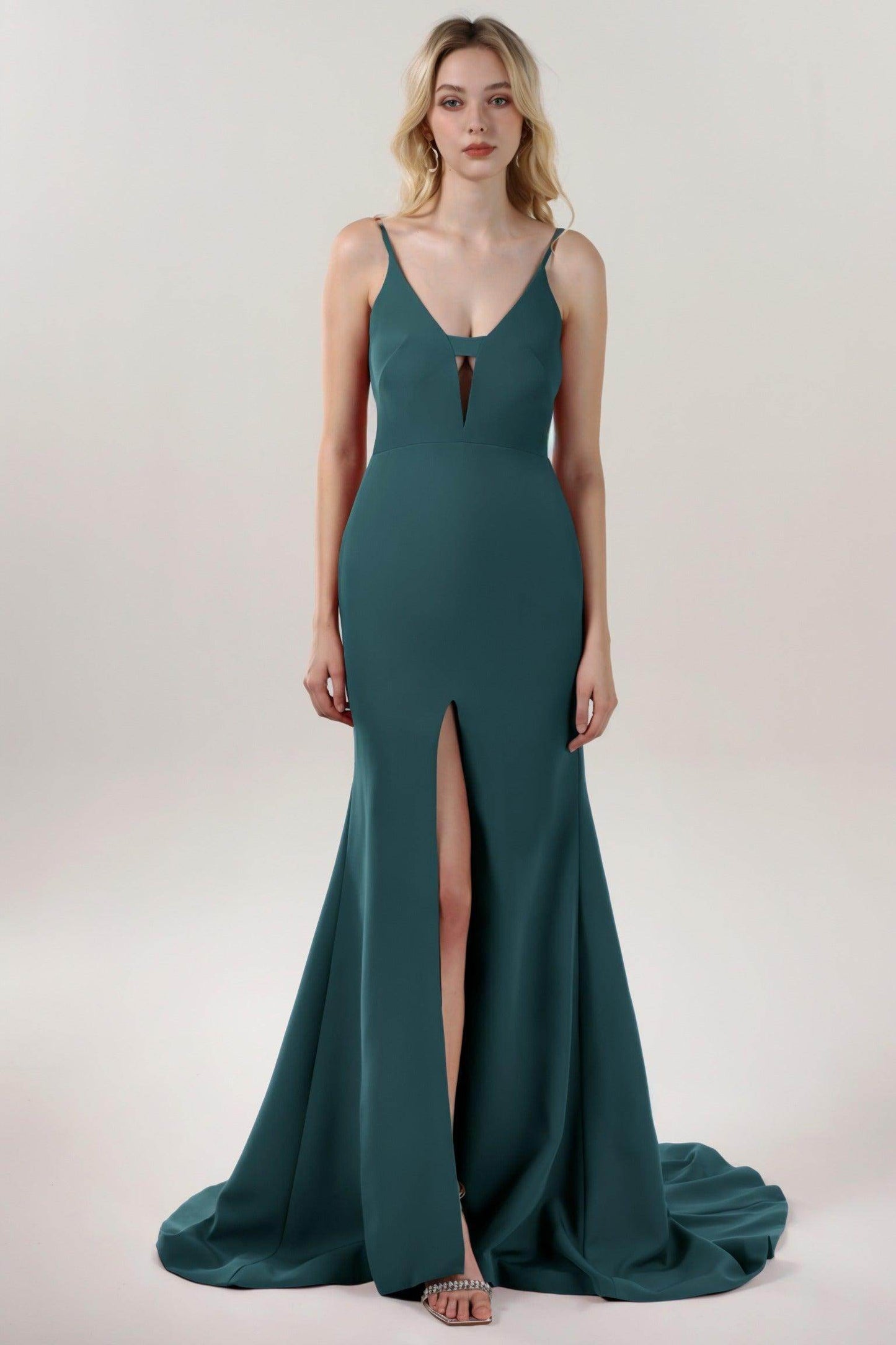 Mermaid Sweep-Brush Train Stretch Crepe Formal Dress CS0588 - COCOMELODY