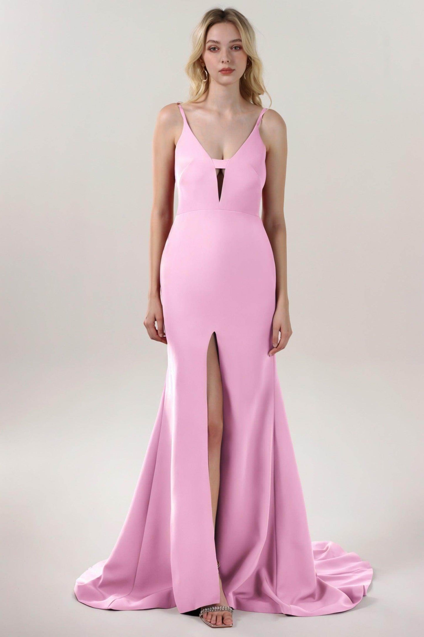 Mermaid Sweep-Brush Train Stretch Crepe Formal Dress CS0588 - COCOMELODY
