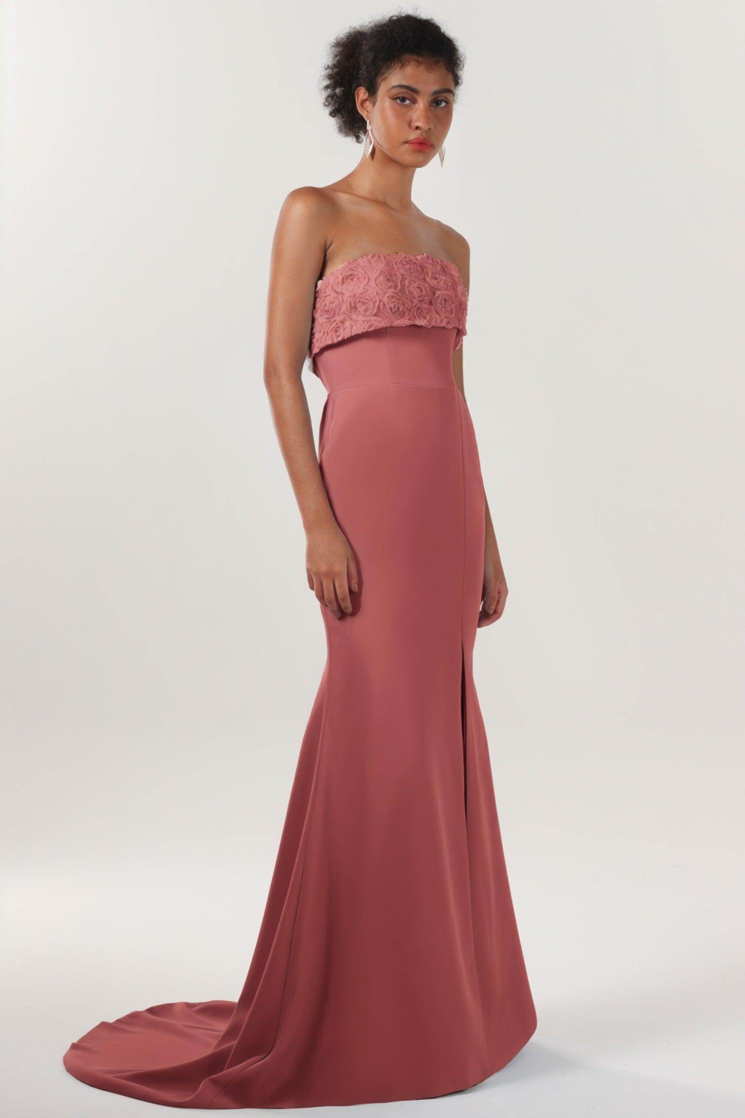 Trumpet-Mermaid Sweep-Brush Train Stretch Crepe Bridesmaid Dress CS0591BM - COCOMELODY