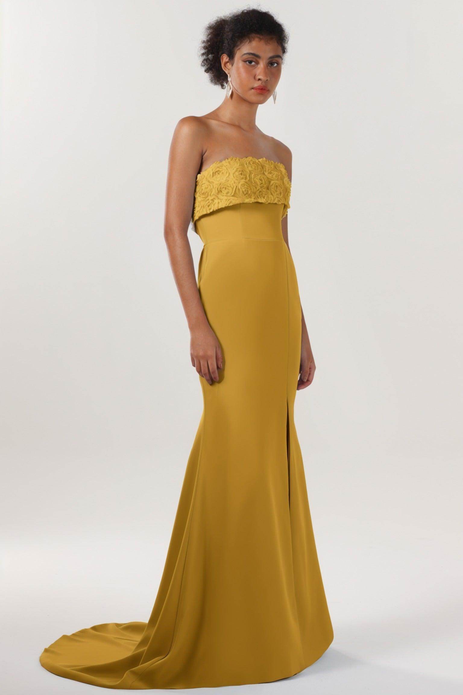 Trumpet-Mermaid Sweep-Brush Train Stretch Crepe Bridesmaid Dress CS0591BM - COCOMELODY