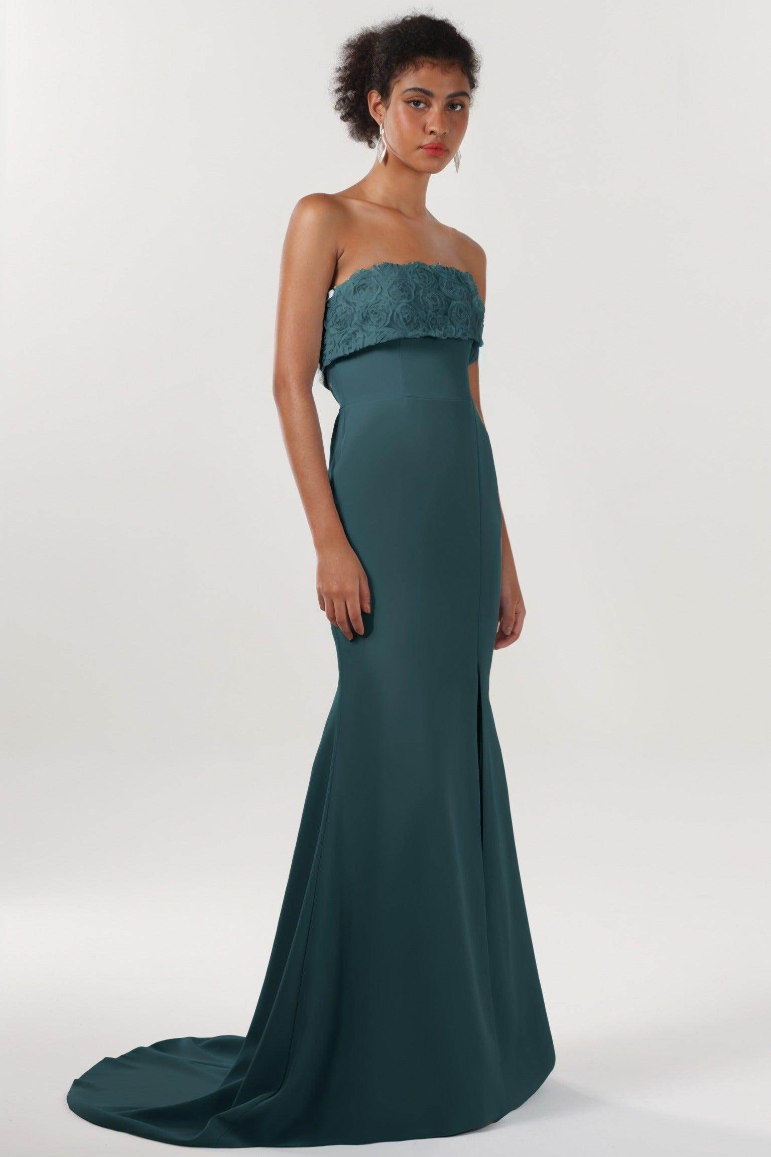 Trumpet-Mermaid Sweep-Brush Train Stretch Crepe Bridesmaid Dress CS0591BM - COCOMELODY