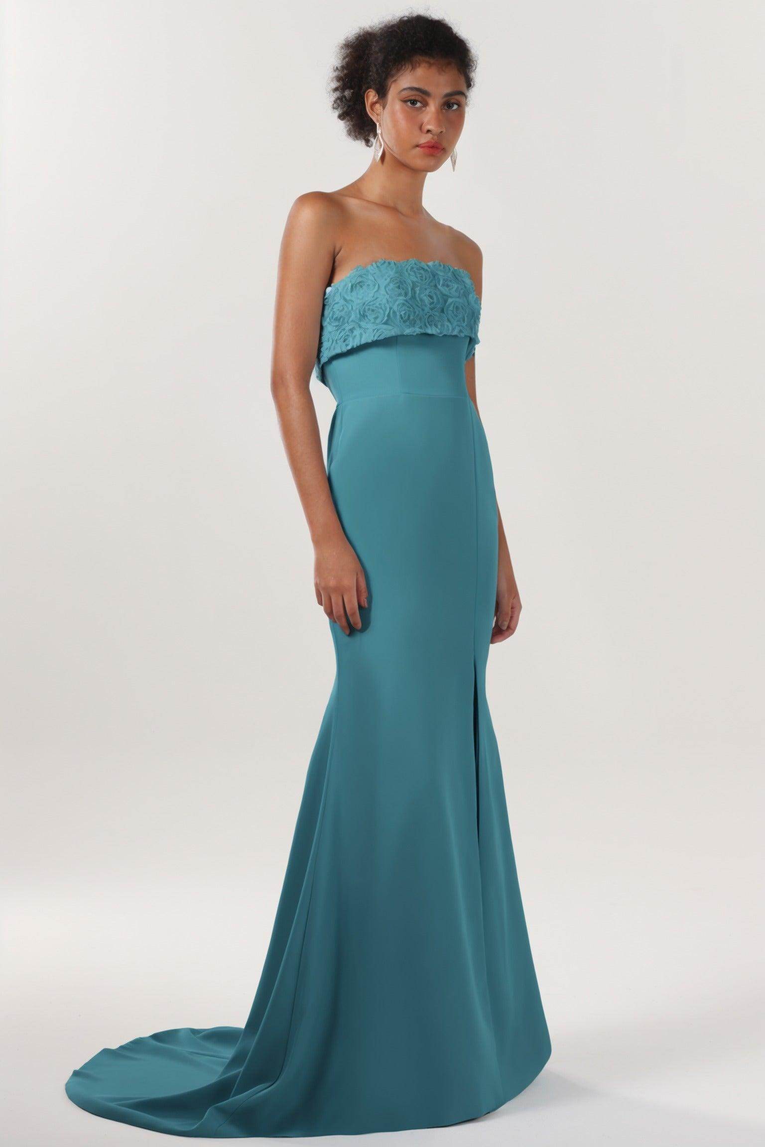 Trumpet-Mermaid Sweep-Brush Train Stretch Crepe Bridesmaid Dress CS0591BM - COCOMELODY