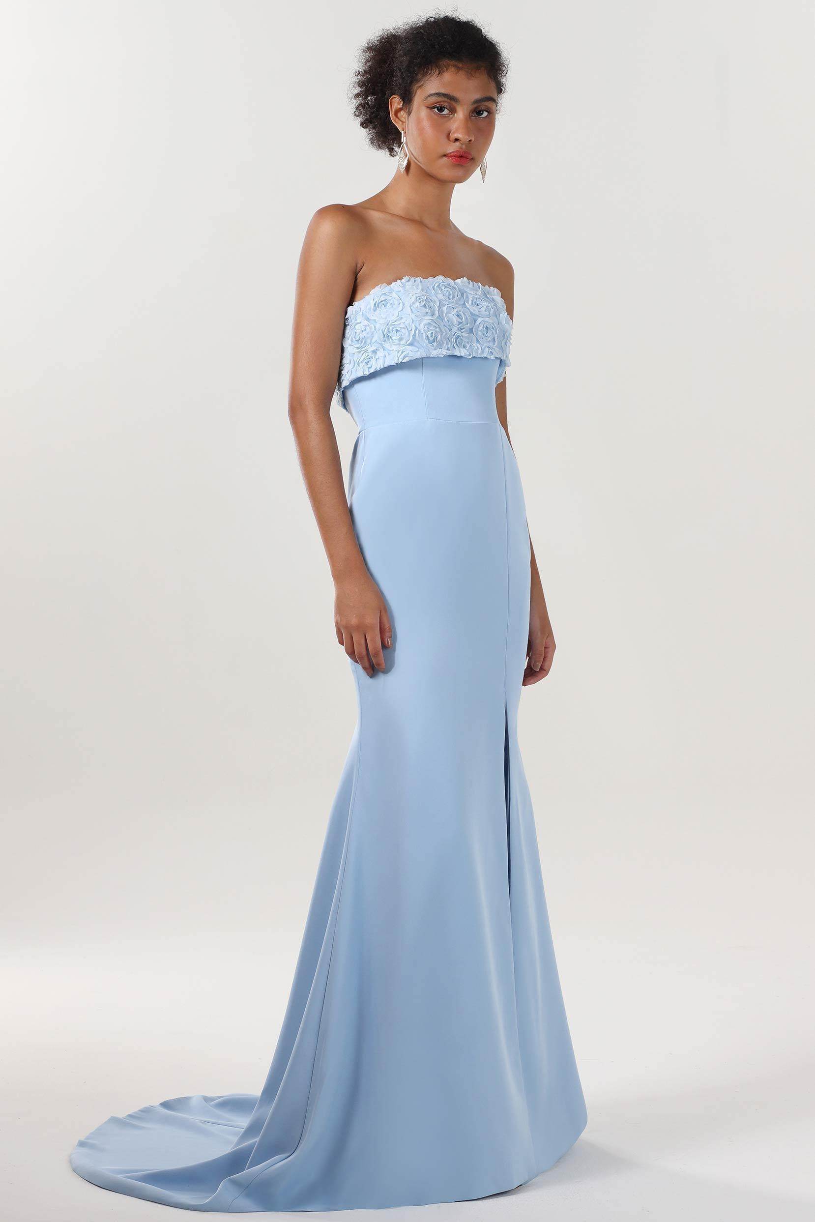 Floral Trumpet-Mermaid Stretch Crepe Sweep-Brush Train Strapless Bridesmaid Dress COCOMELODY CS0591BM, Geranium Pink Floral Trumpet-Mermaid Stretch Crepe Sweep-Brush Train Strapless Bridesmaid Dress COCOMELODY CS0591BM, Geranium Pink