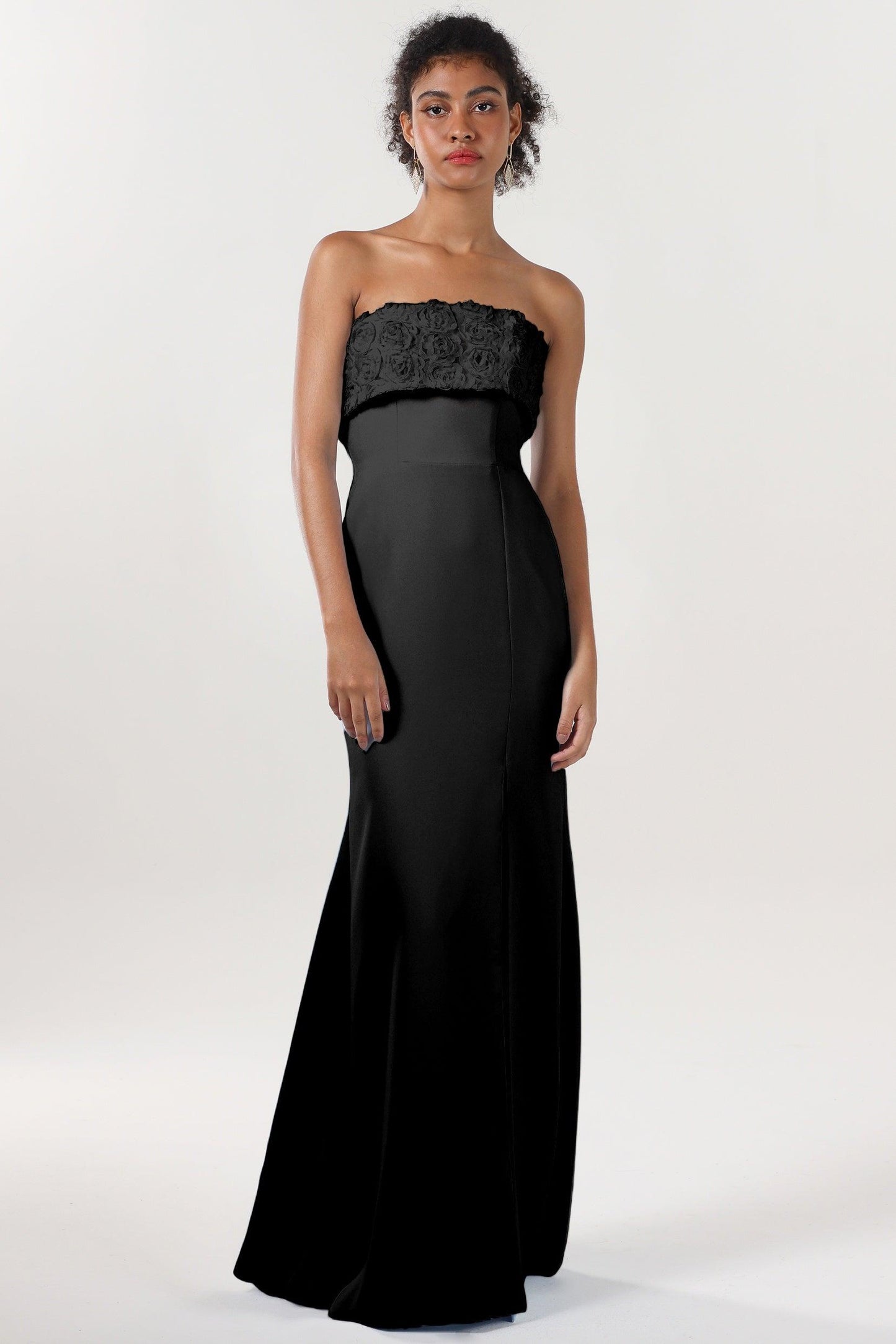 Trumpet-Mermaid Sweep-Brush Train Stretch Crepe Bridesmaid Dress CS0591BM - Black - COCOMELODY