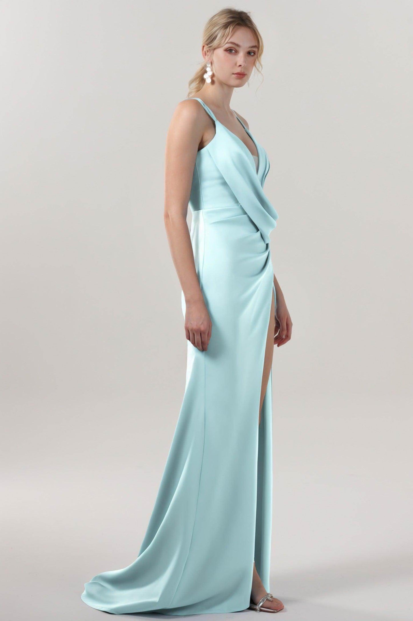 Sheath-Column Sweep-Brush Train Stretch Crepe Formal Dress CS0594 - COCOMELODY