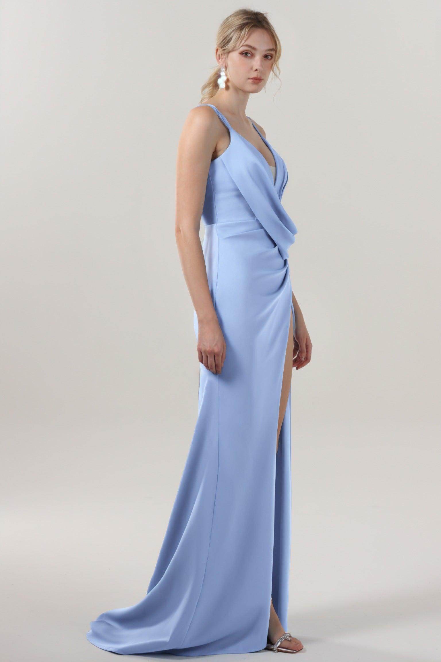 Sheath-Column Sweep-Brush Train Stretch Crepe Formal Dress CS0594 - COCOMELODY