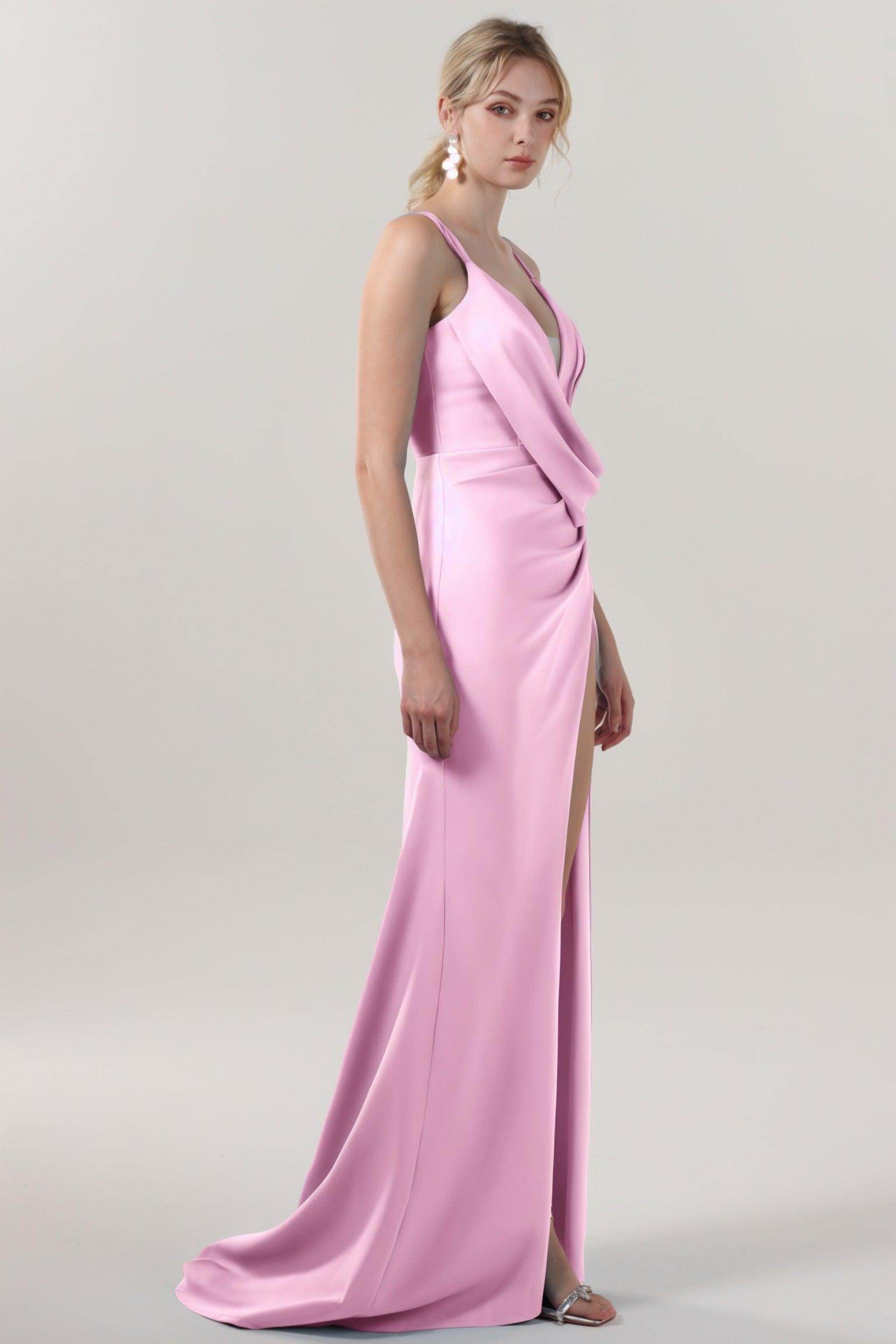 Sheath-Column Sweep-Brush Train Stretch Crepe Formal Dress CS0594 - COCOMELODY