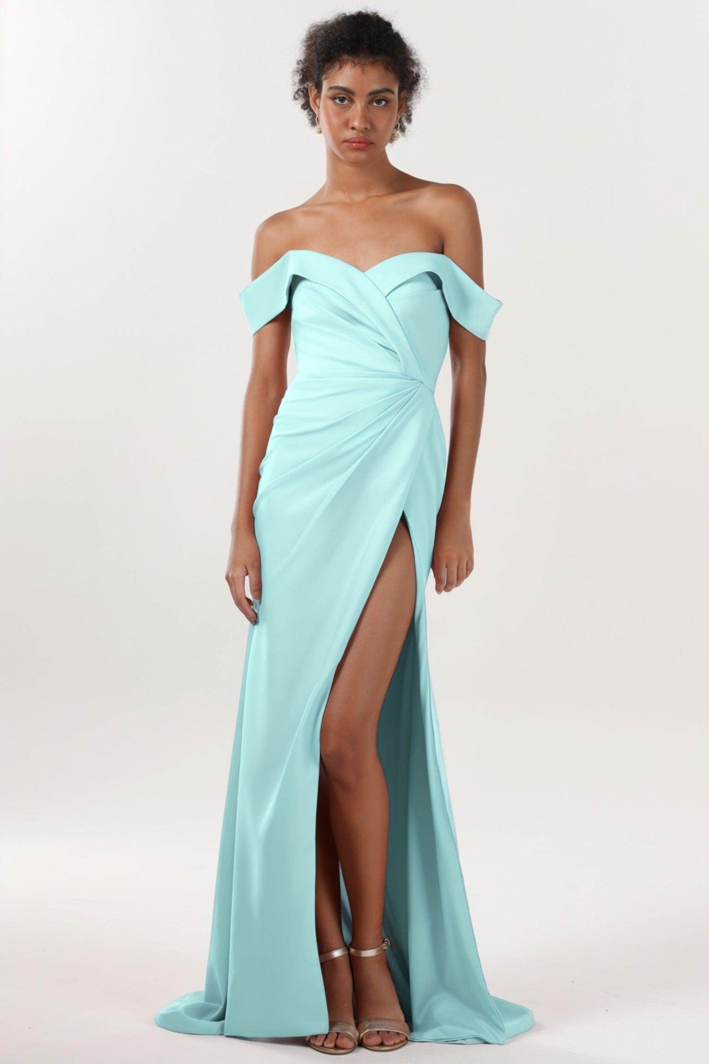 Sheath-Column Sweep-Brush Train Stretch Crepe Formal Dress CS0595 - COCOMELODY