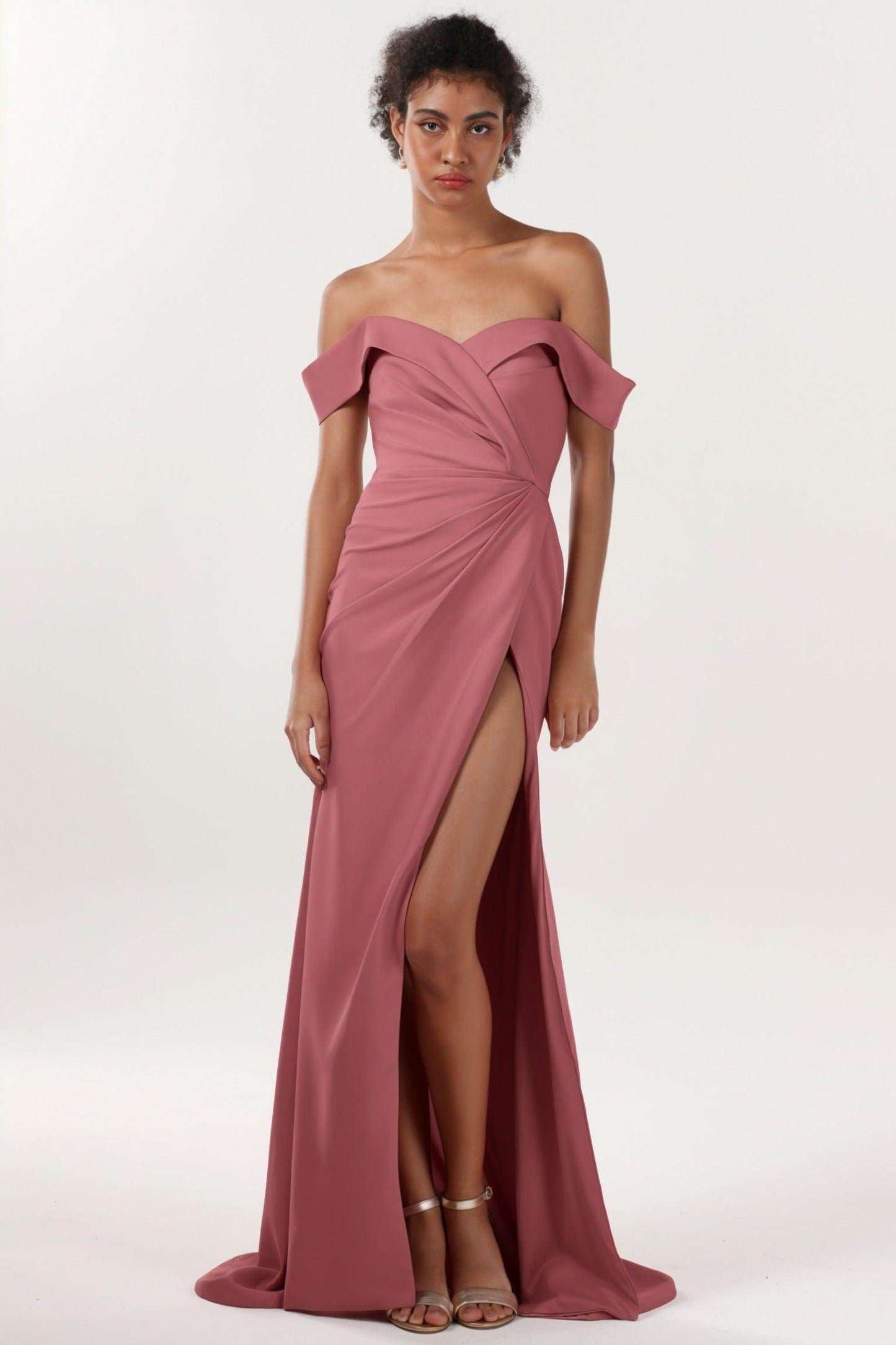 Sheath-Column Sweep-Brush Train Stretch Crepe Formal Dress CS0595 - COCOMELODY