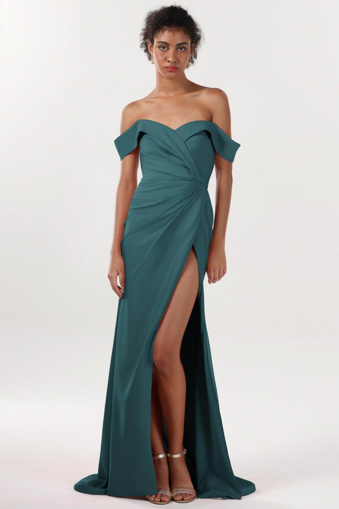 Sheath-Column Sweep-Brush Train Stretch Crepe Formal Dress CS0595 - COCOMELODY