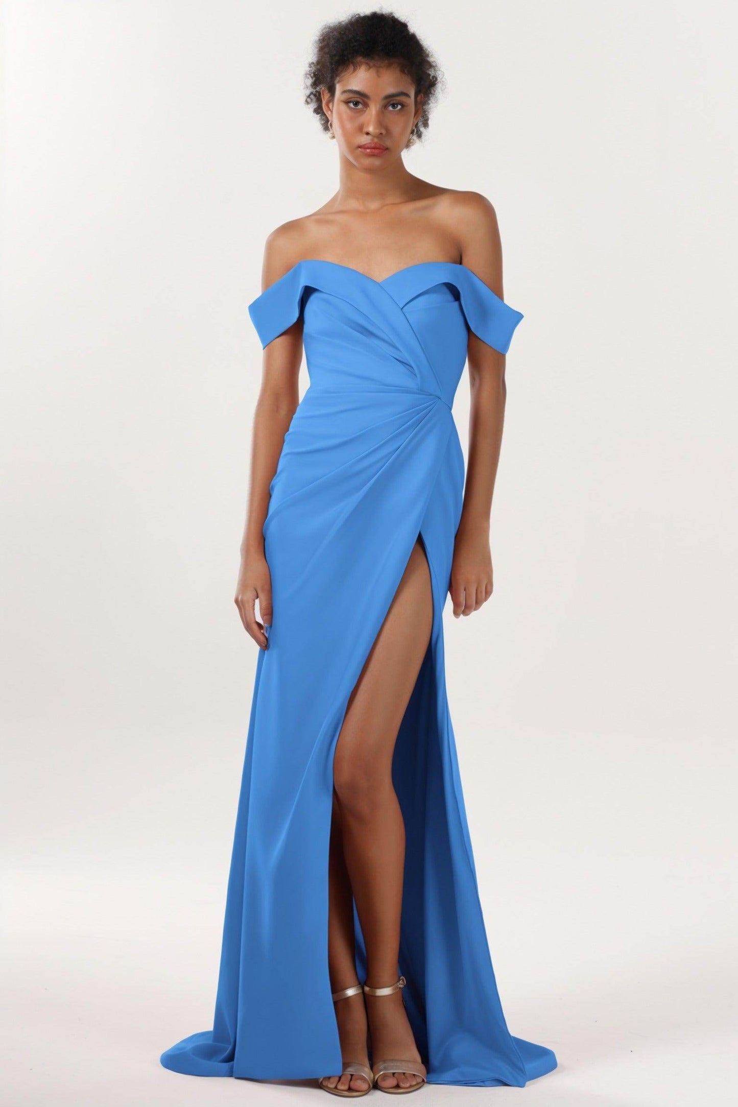 Sheath-Column Sweep-Brush Train Stretch Crepe Formal Dress CS0595 - COCOMELODY