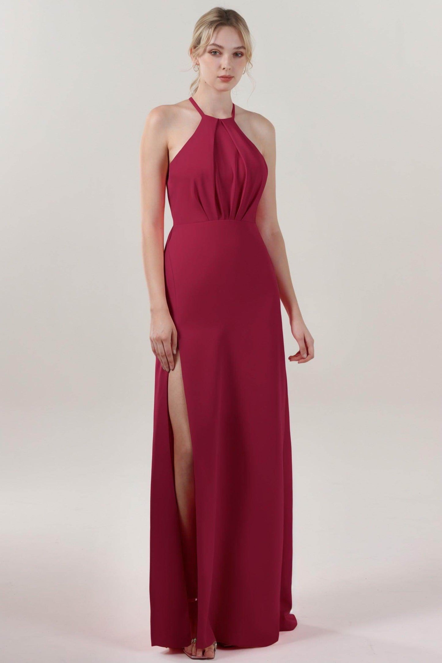 Sheath-Column Maxi Stretch Crepe Bridesmaid Dress CS0597BM - COCOMELODY