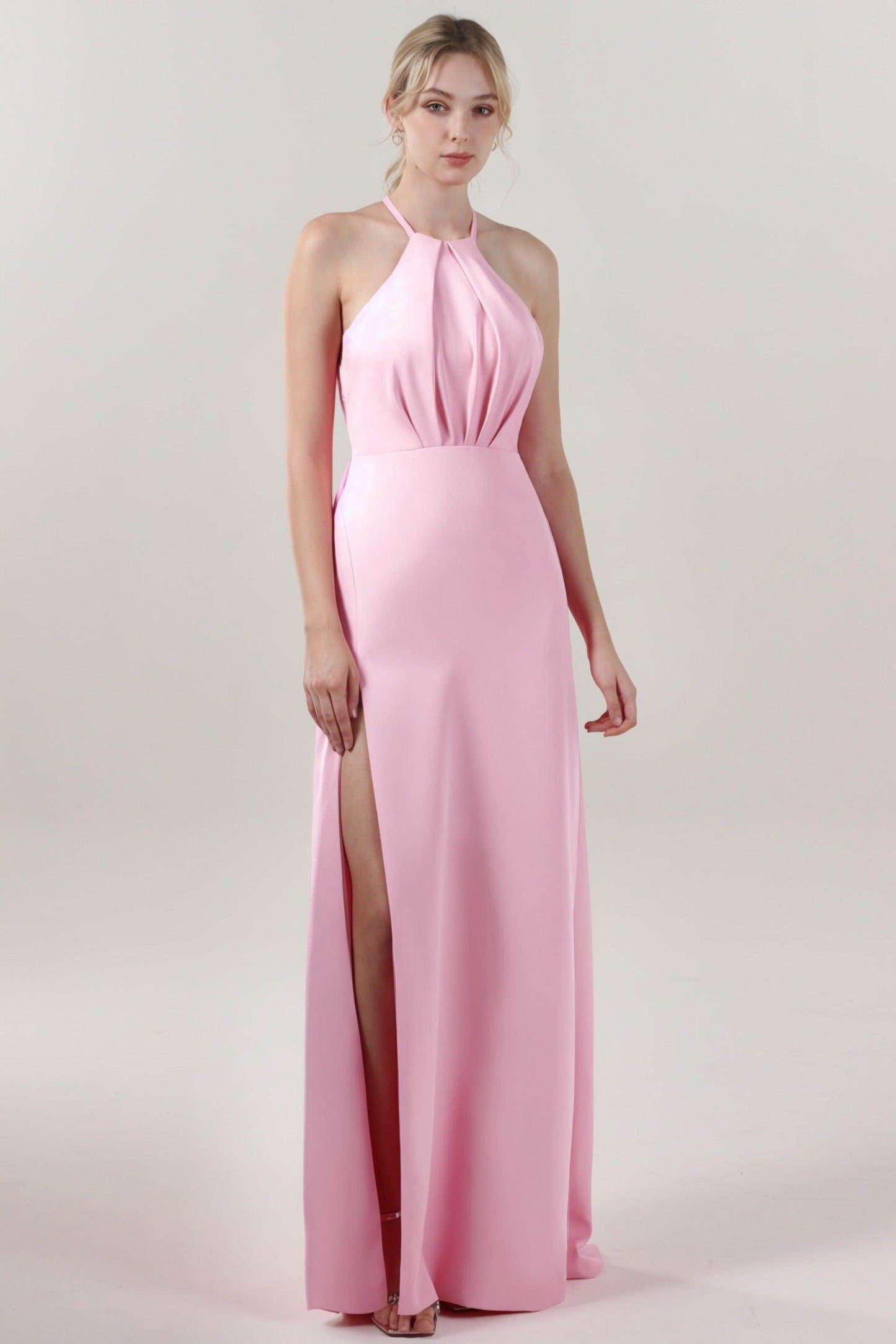 Sheath-Column Maxi Stretch Crepe Bridesmaid Dress CS0597BM - COCOMELODY