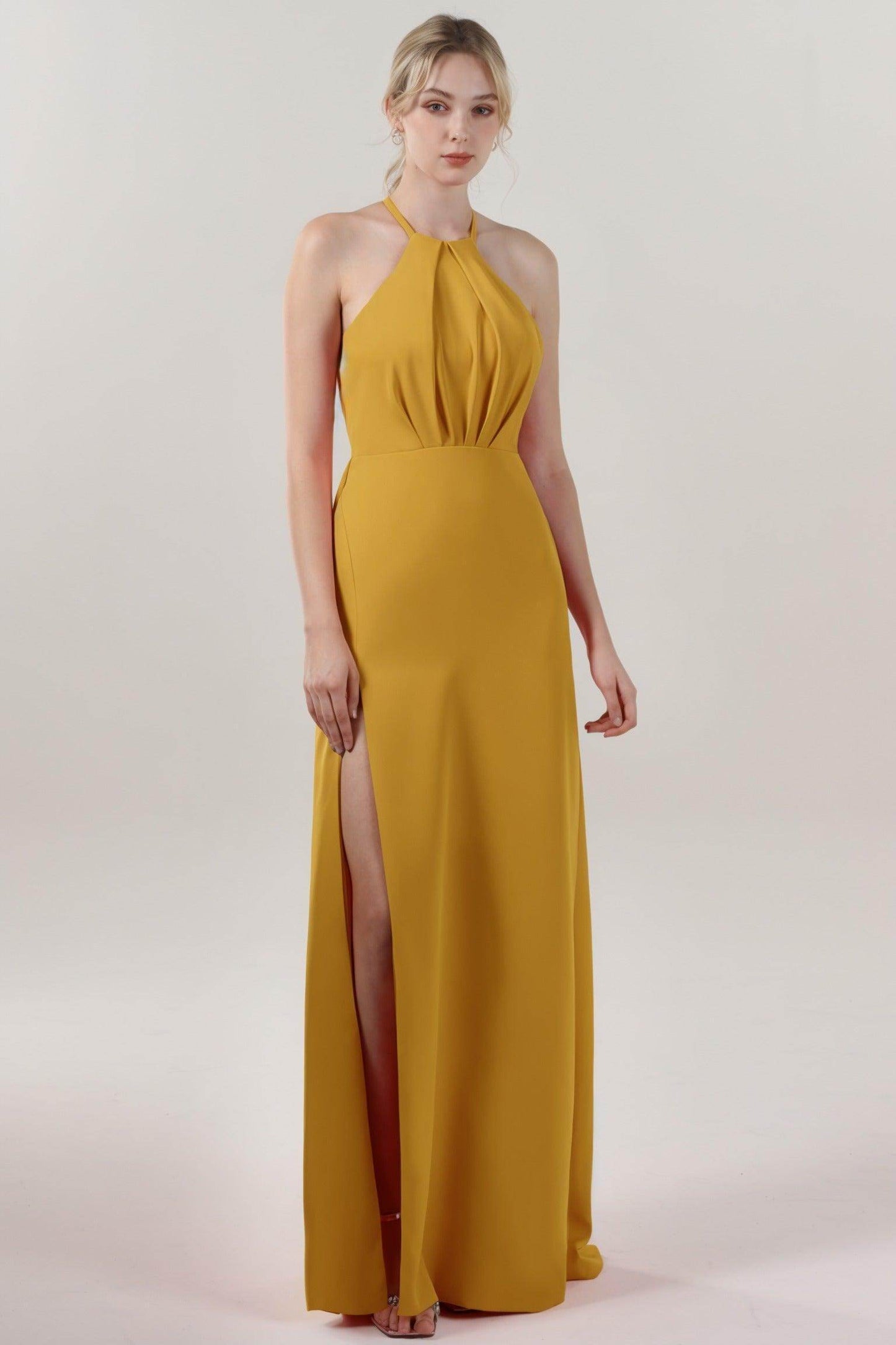 Sheath-Column Maxi Stretch Crepe Bridesmaid Dress CS0597BM - COCOMELODY