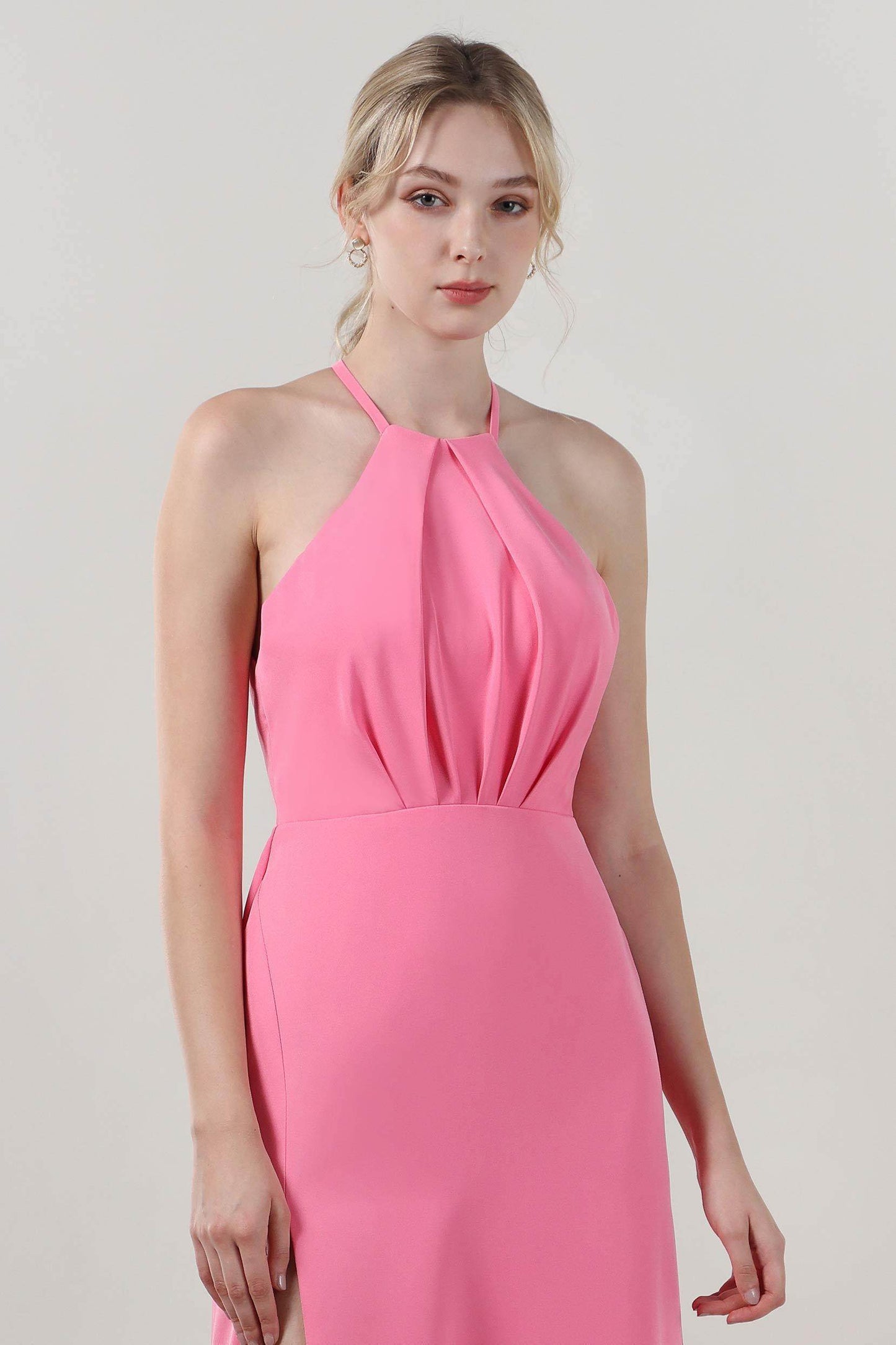 Sheath-Column Maxi Stretch Crepe Bridesmaid Dress CS0597BM - COCOMELODY