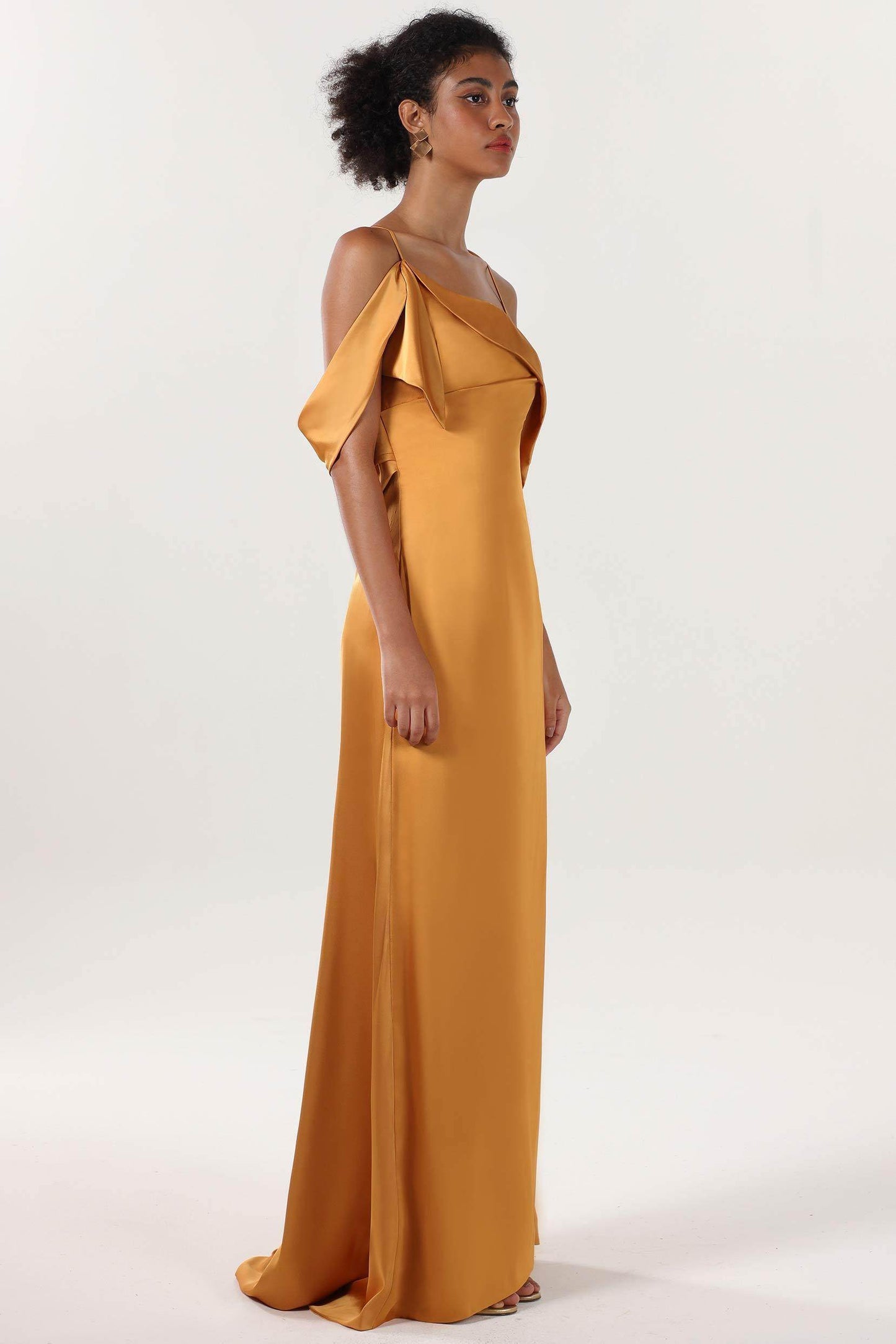 Sheath-Column Sweep-Brush Train Luxe Satin Bridesmaid Dress CS0598BM - COCOMELODY