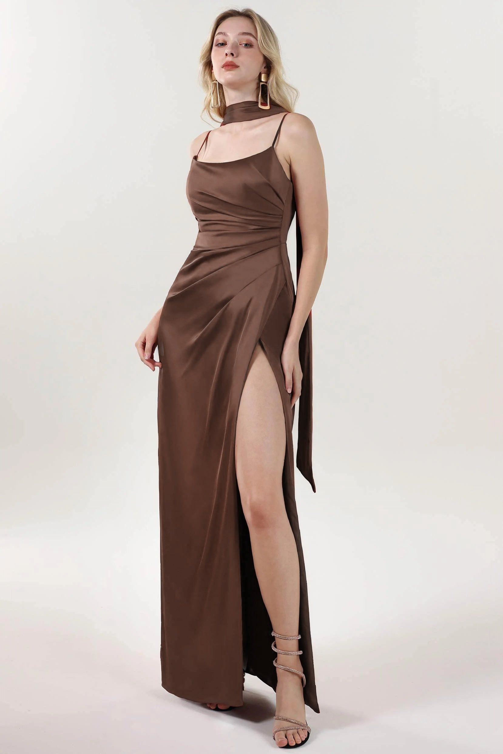 Sheath-Column Maxi Luxe Satin Formal Dress COCOMELODY CS0599 Sheath-Column Maxi Luxe Satin Formal Dress COCOMELODY CS0599