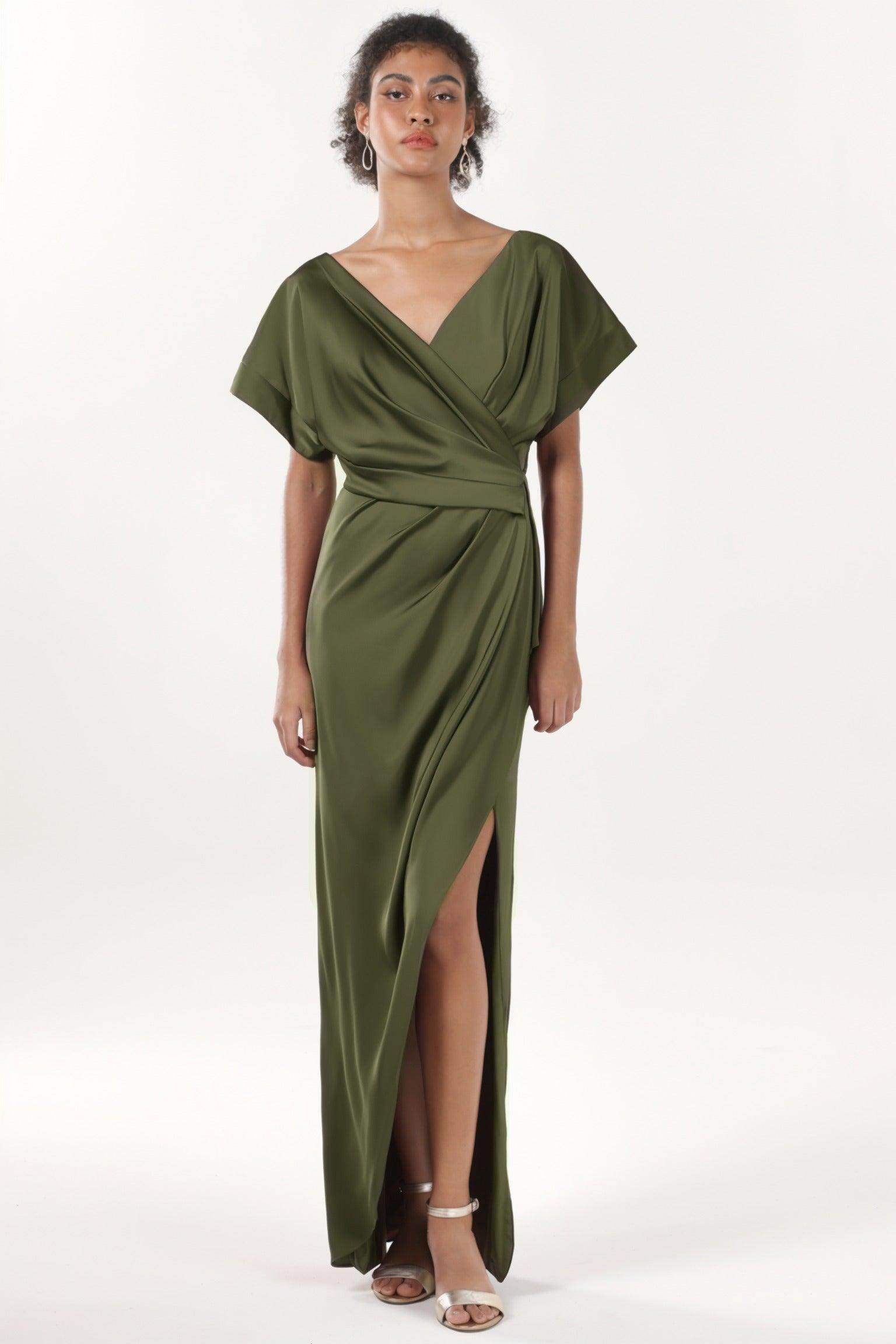 Sheath-Column Maxi Luxe Satin Bridesmaid Dress COCOMELODY CS0601BM Sheath-Column Maxi Luxe Satin Bridesmaid Dress COCOMELODY CS0601BM