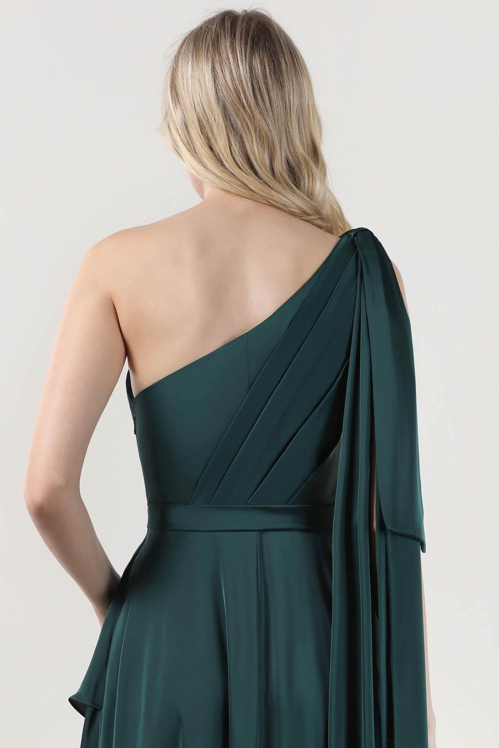 Asymmetrical Maxi Luxe Satin Bridesmaid Dress CS0603BM - COCOMELODY