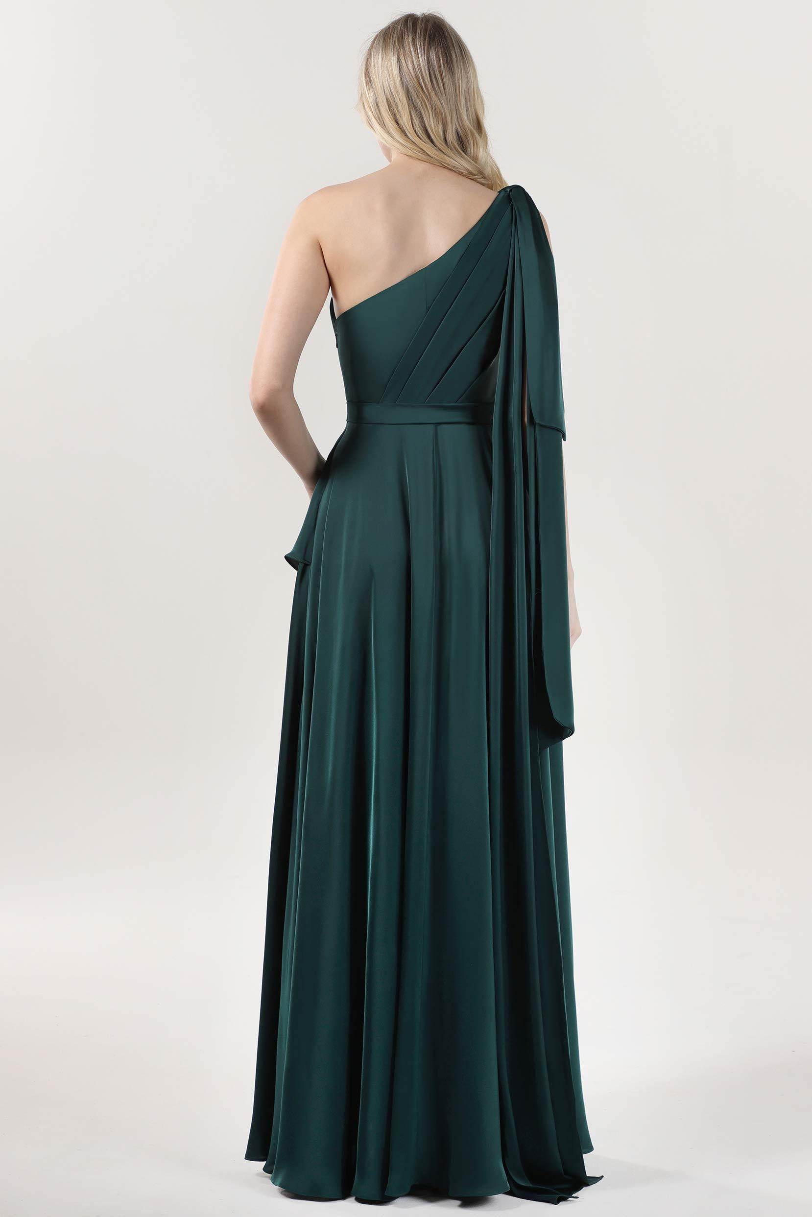 Asymmetrical Maxi Luxe Satin Bridesmaid Dress CS0603BM - COCOMELODY