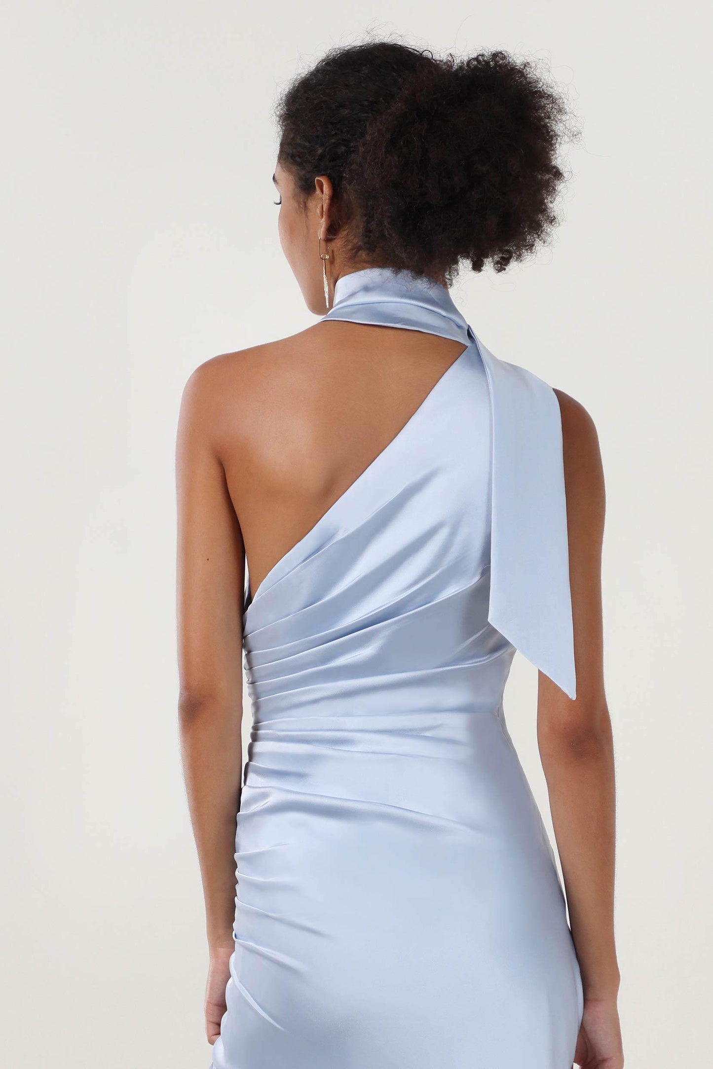 Sheath-Column Maxi Luxe Satin Bridesmaid Dress CS0604BM - COCOMELODY