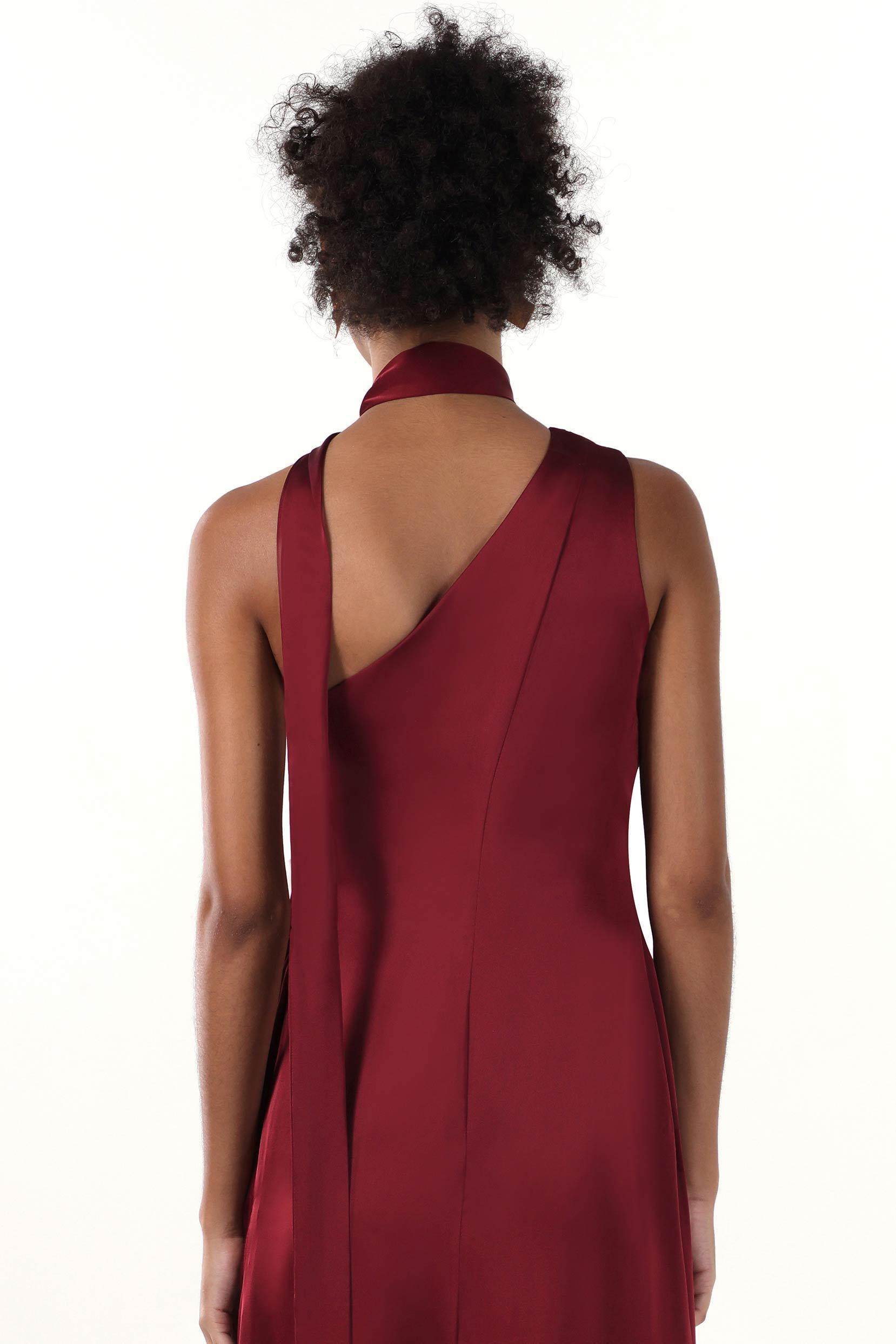 Sheath-Column Maxi Luxe Satin Bridesmaid Dress CS0607BM - COCOMELODY