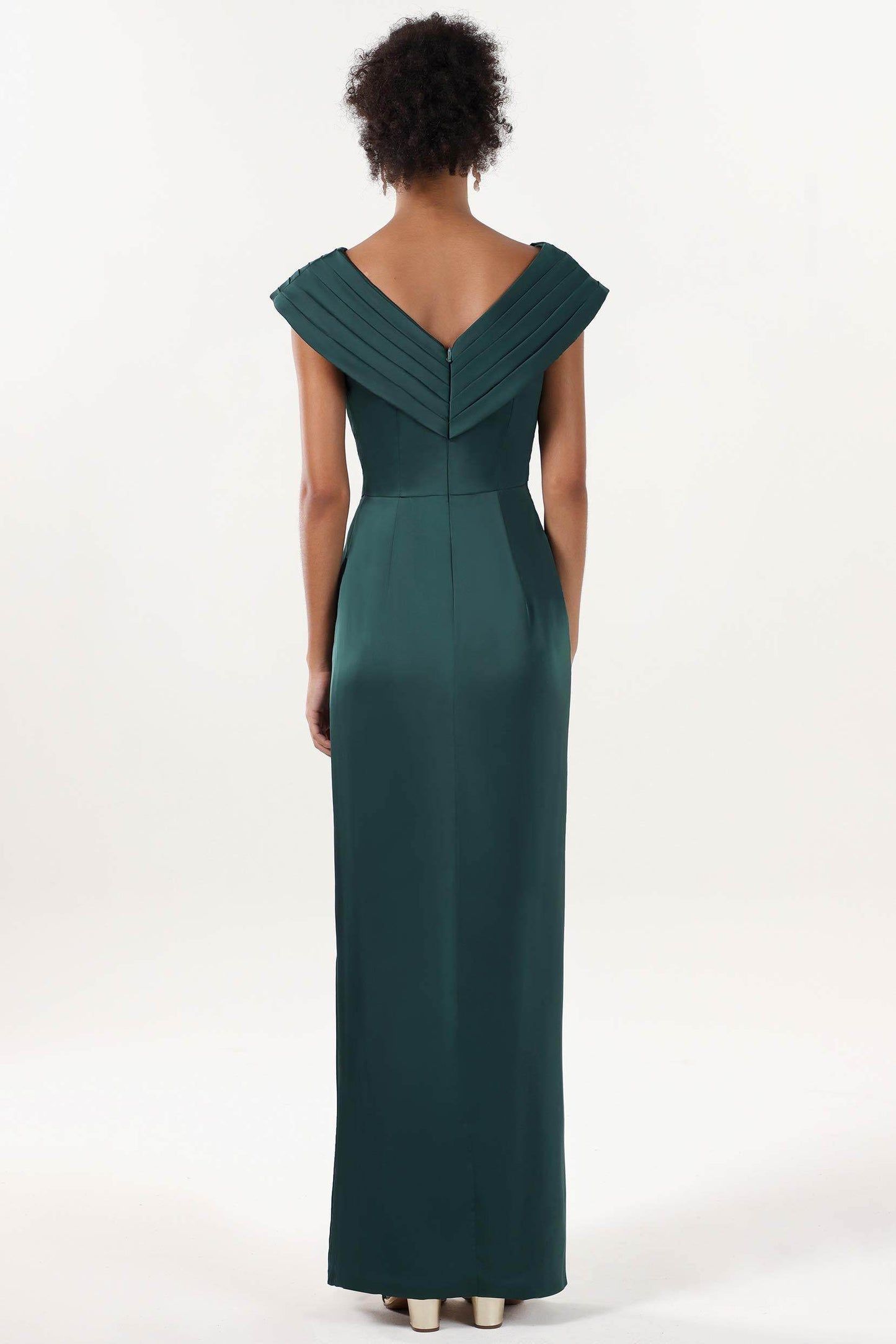 Sheath-Column Maxi Luxe Satin Bridesmaid Dress CS0608BM - COCOMELODY