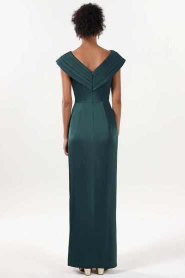 Sheath-Column Maxi Luxe Satin Bridesmaid Dress CS0608BM - COCOMELODY
