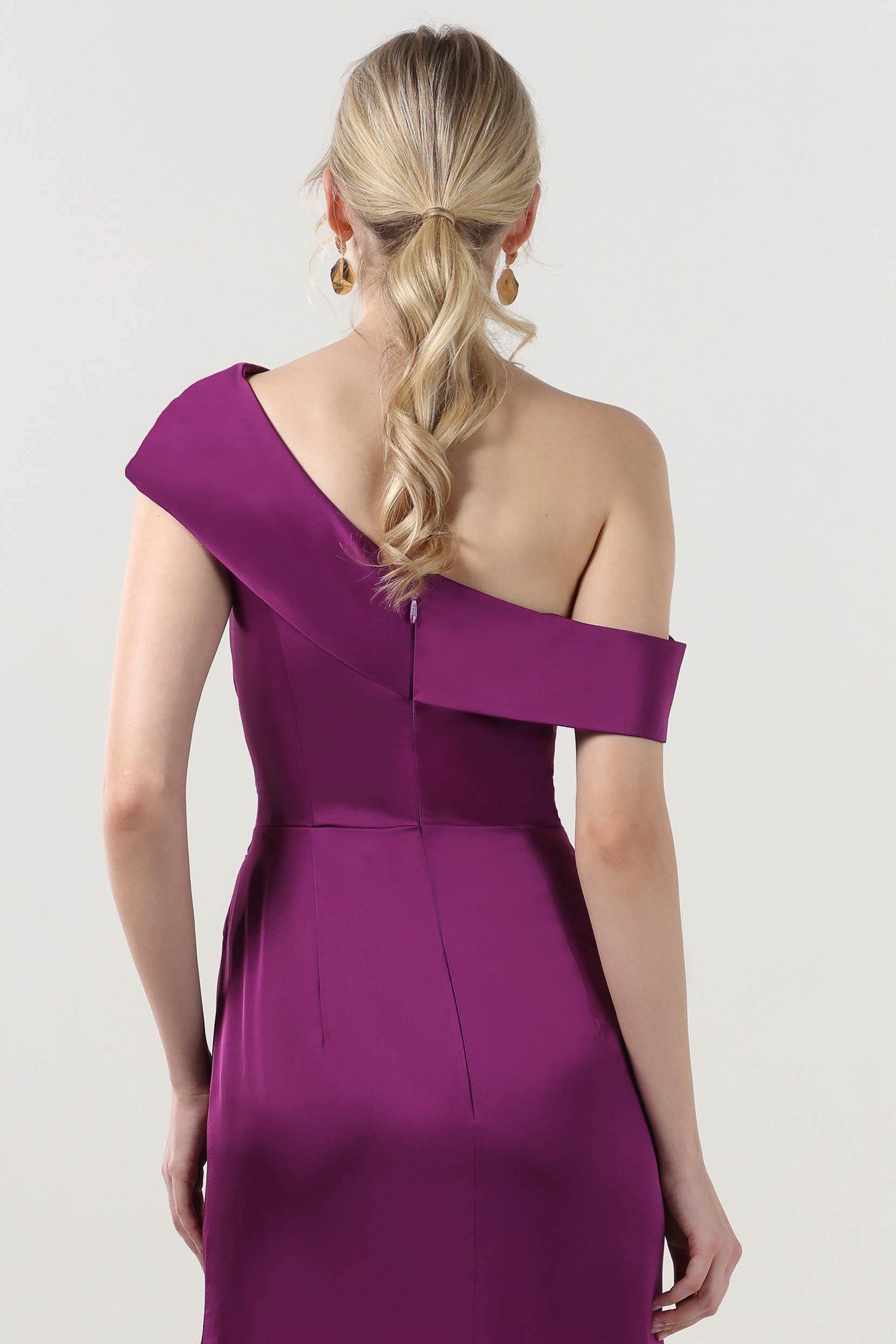 Sheath-Column Maxi Luxe Satin Bridesmaid Dress CS0609BM - COCOMELODY