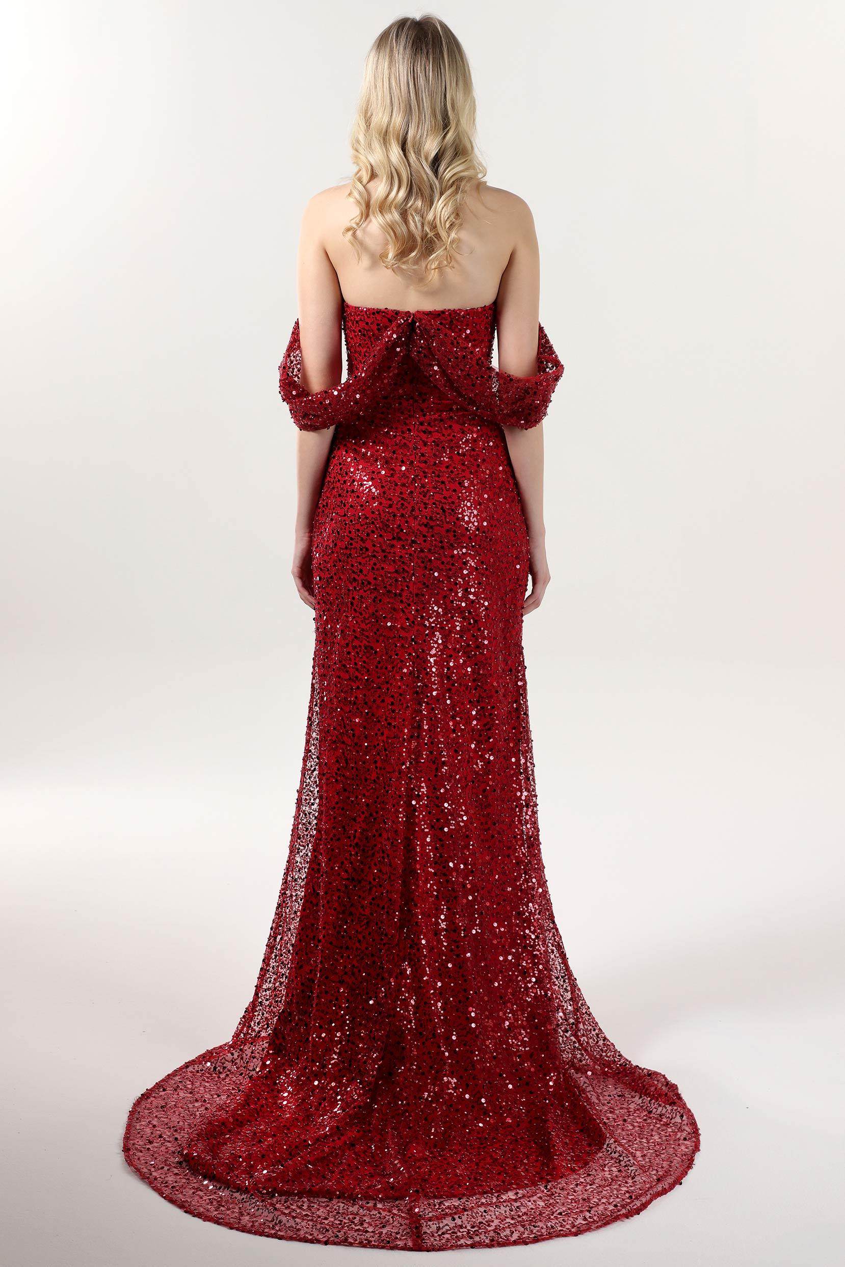 Sheath-Column Sweep-Brush Train Glitter Formal Dress CS0614 - COCOMELODY