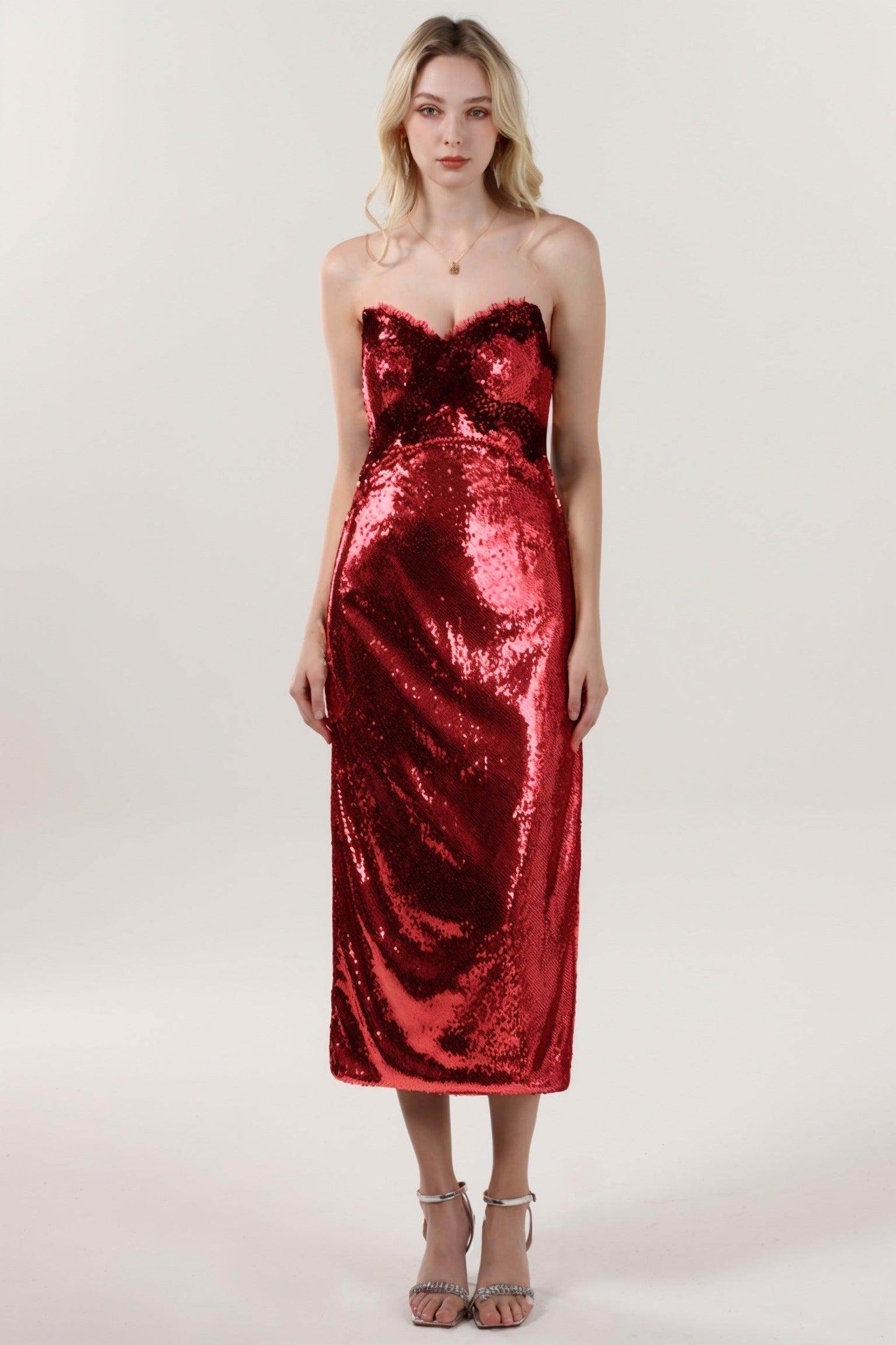 Sheath-Column Midi Sequined Formal Dress CS0623 - COCOMELODY