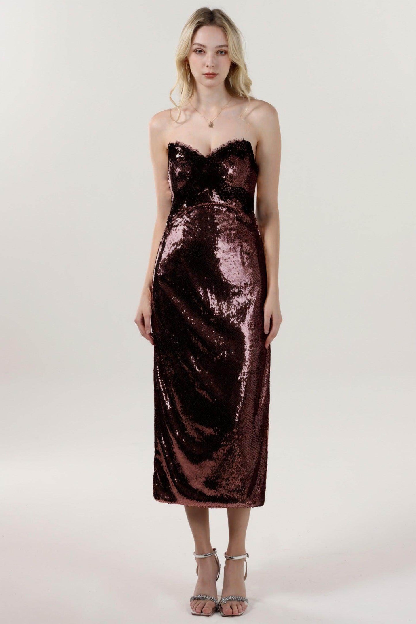 Sheath-Column Midi Sequined Formal Dress CS0623 - COCOMELODY