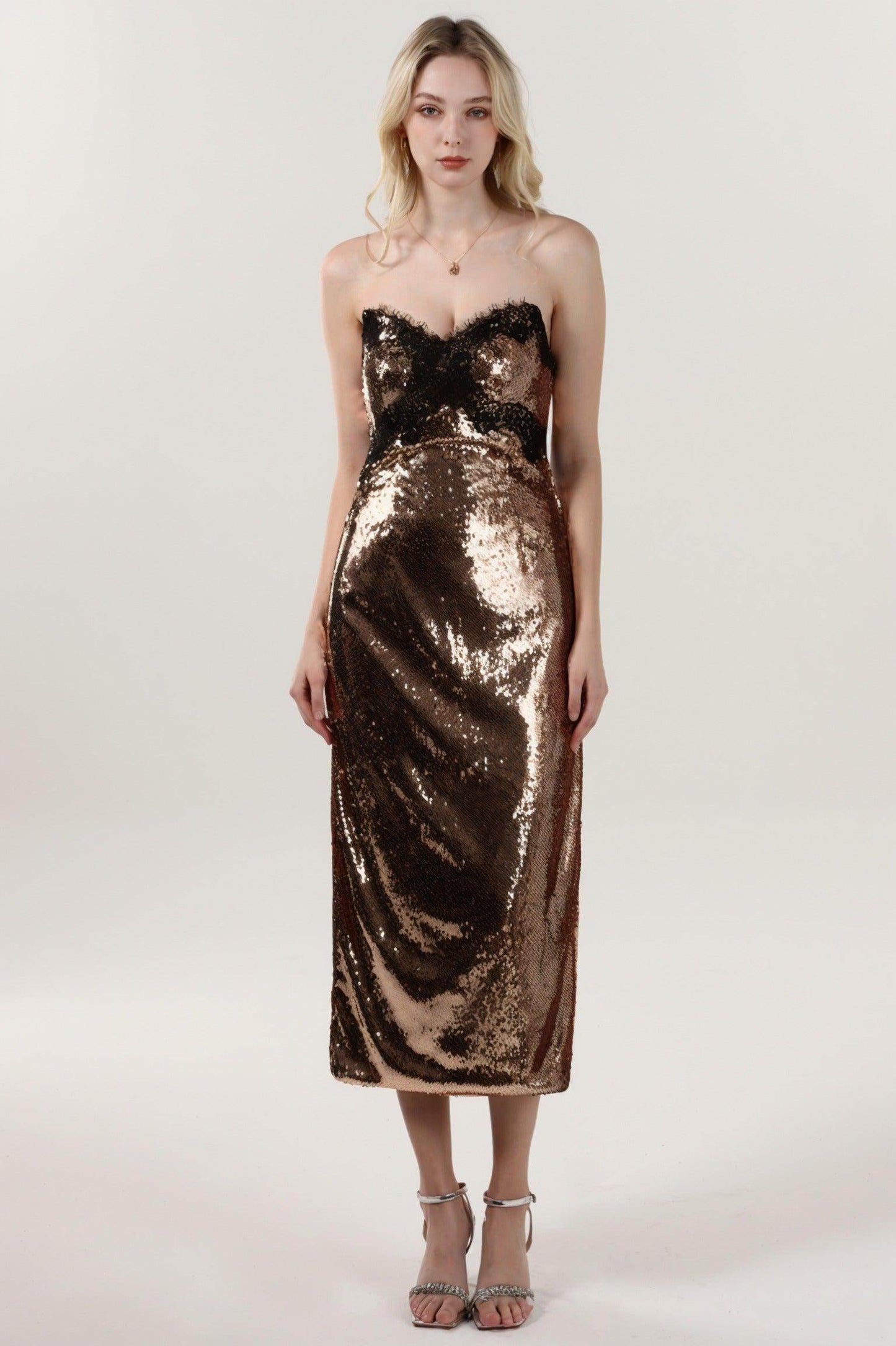 Sheath-Column Midi Sequined Formal Dress CS0623 - COCOMELODY