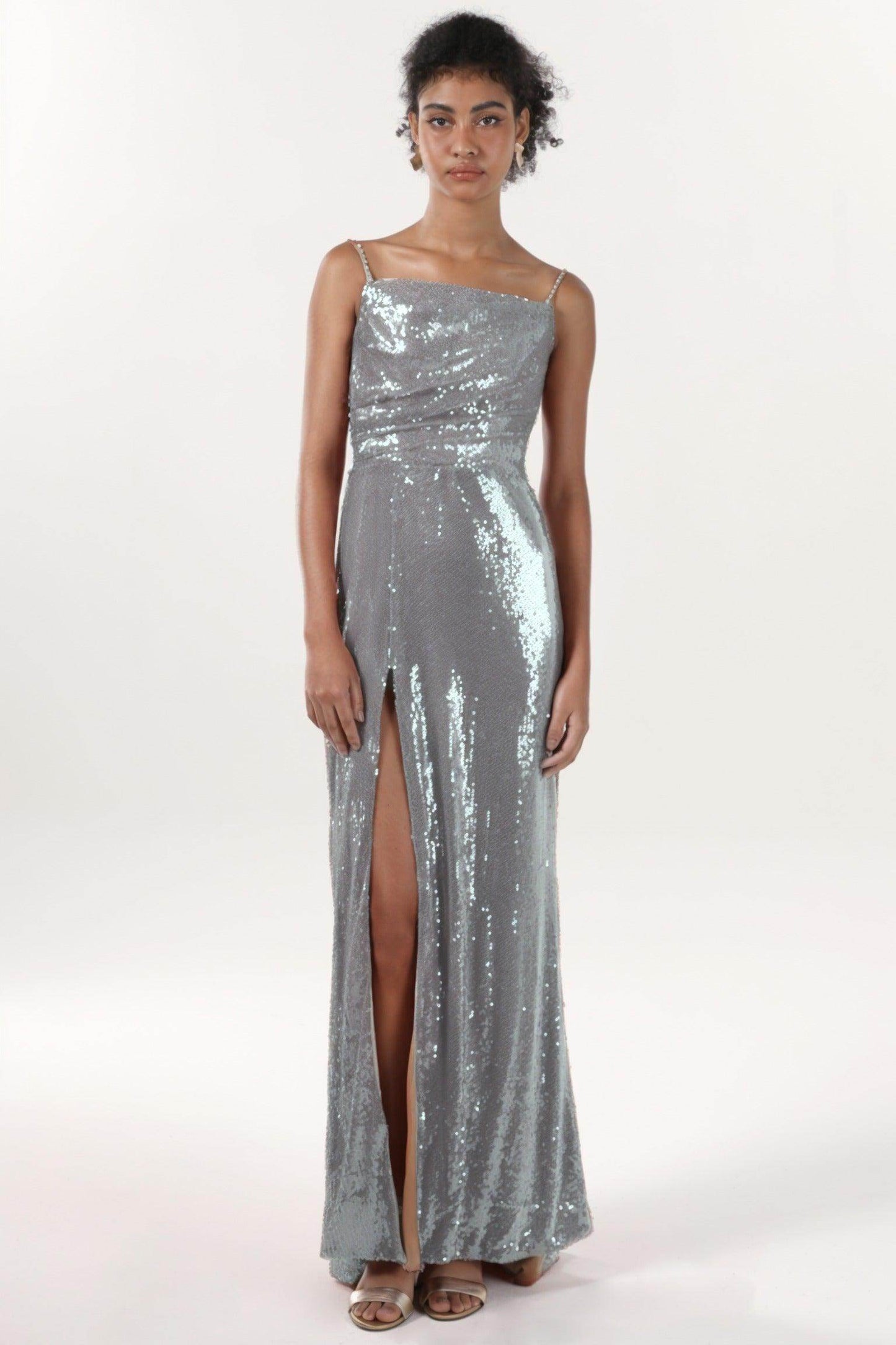 Sheath-Column Sweep-Brush Train Sequined Formal Dress CS0624 - COCOMELODY