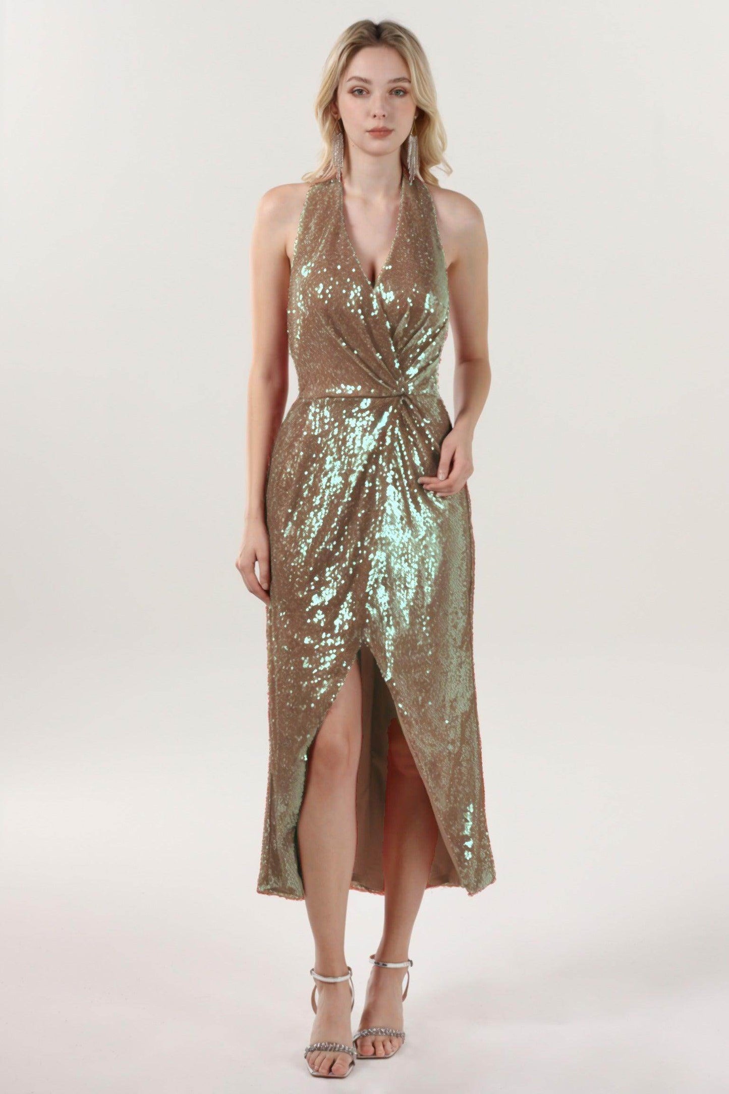 Sheath-Column Midi Sequined Formal Dress CS0625 - COCOMELODY