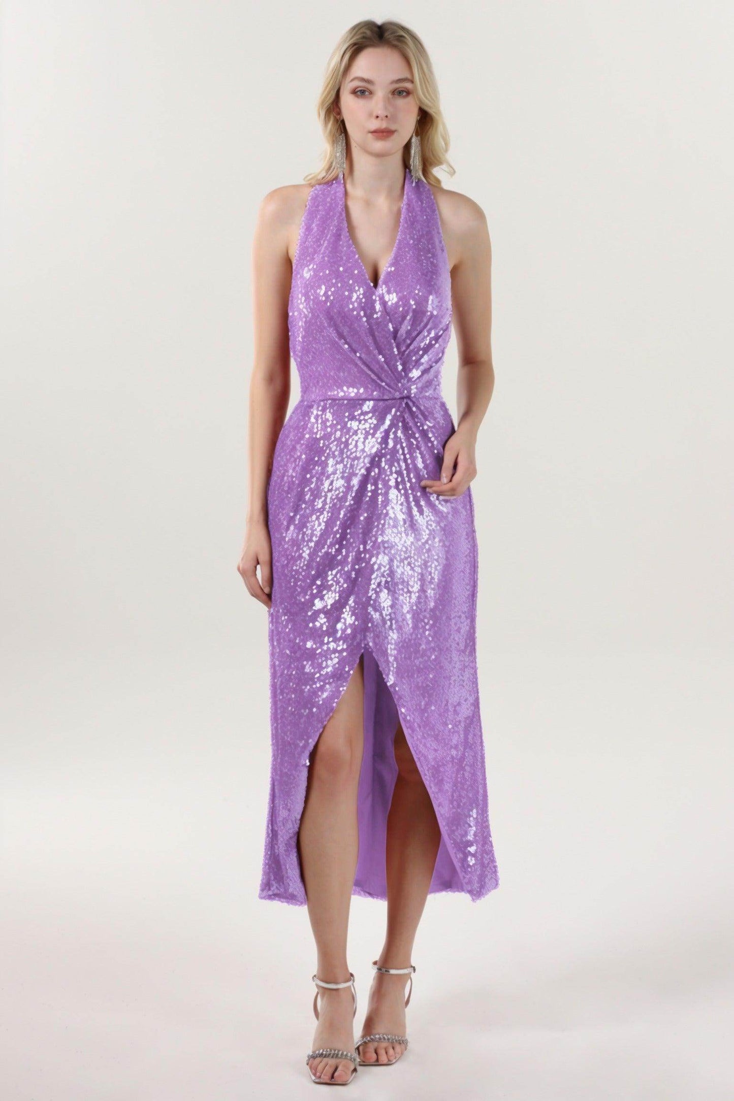 Sheath-Column Midi Sequined Formal Dress CS0625 - COCOMELODY
