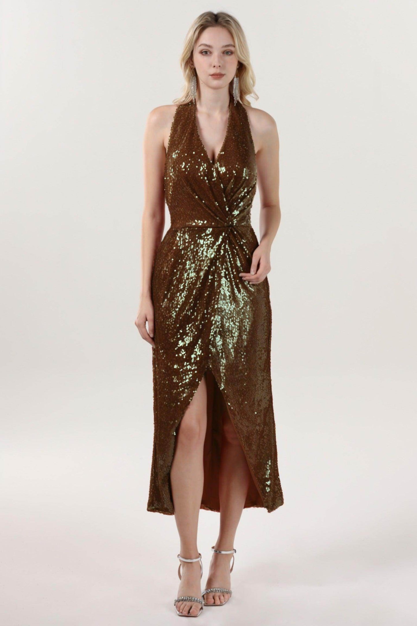 Sheath-Column Midi Sequined Formal Dress CS0625 - COCOMELODY