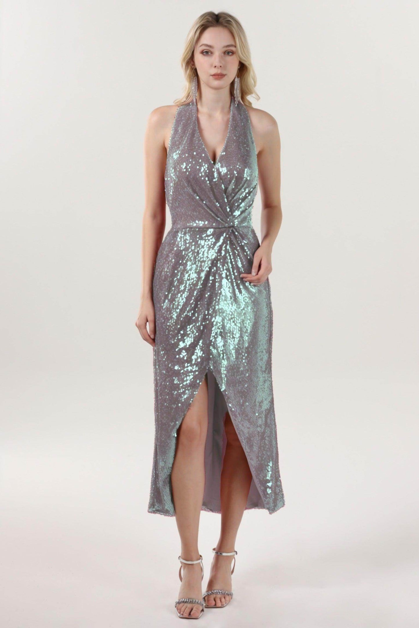 Sheath-Column Midi Sequined Formal Dress CS0625 - COCOMELODY