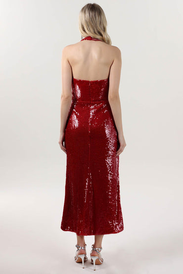 Sheath-Column Midi Sequined Formal Dress CS0625