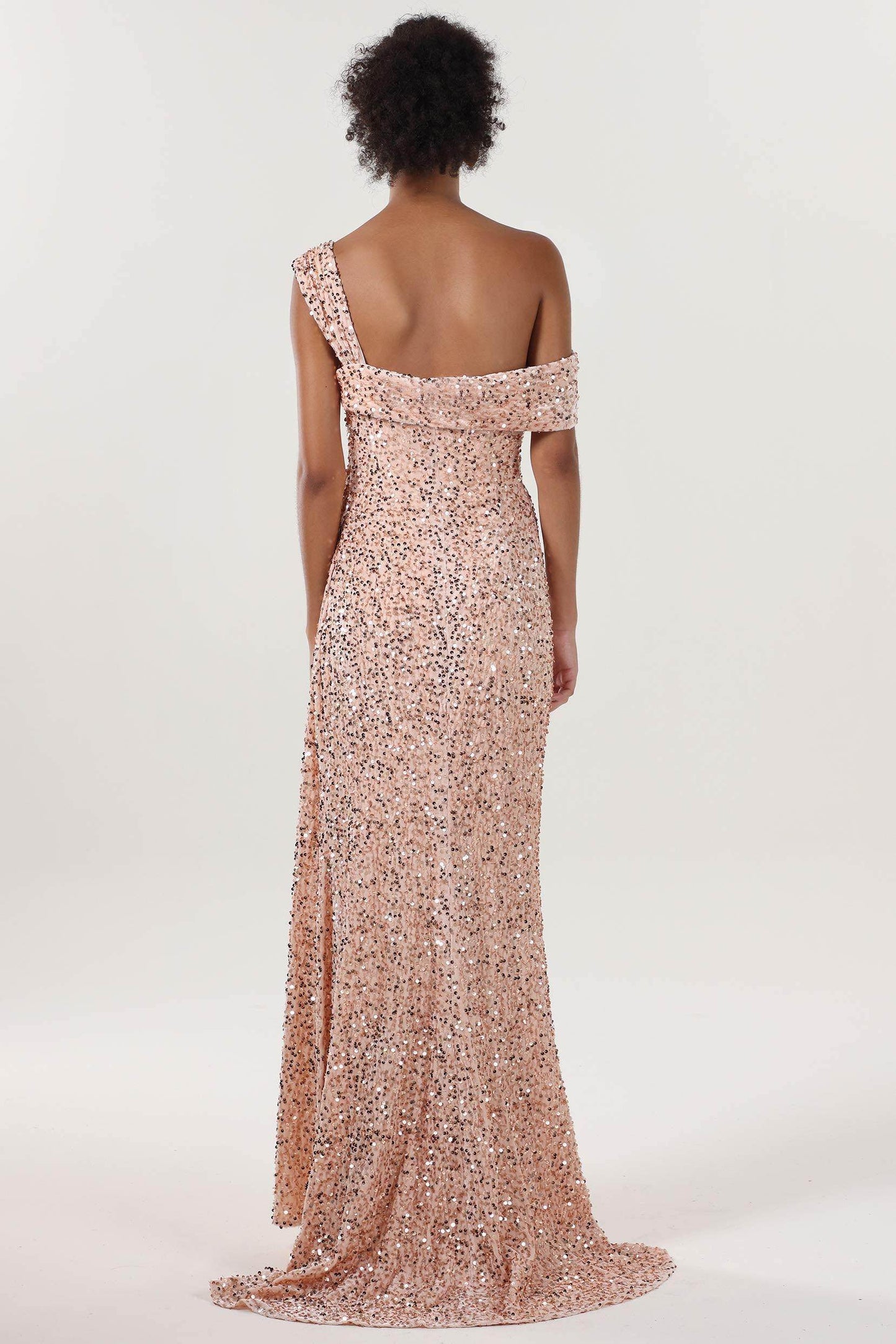 Sheath-Column Sweep-Brush Train Velvet Sequin Bridesmaid Dress CS0635BM - COCOMELODY