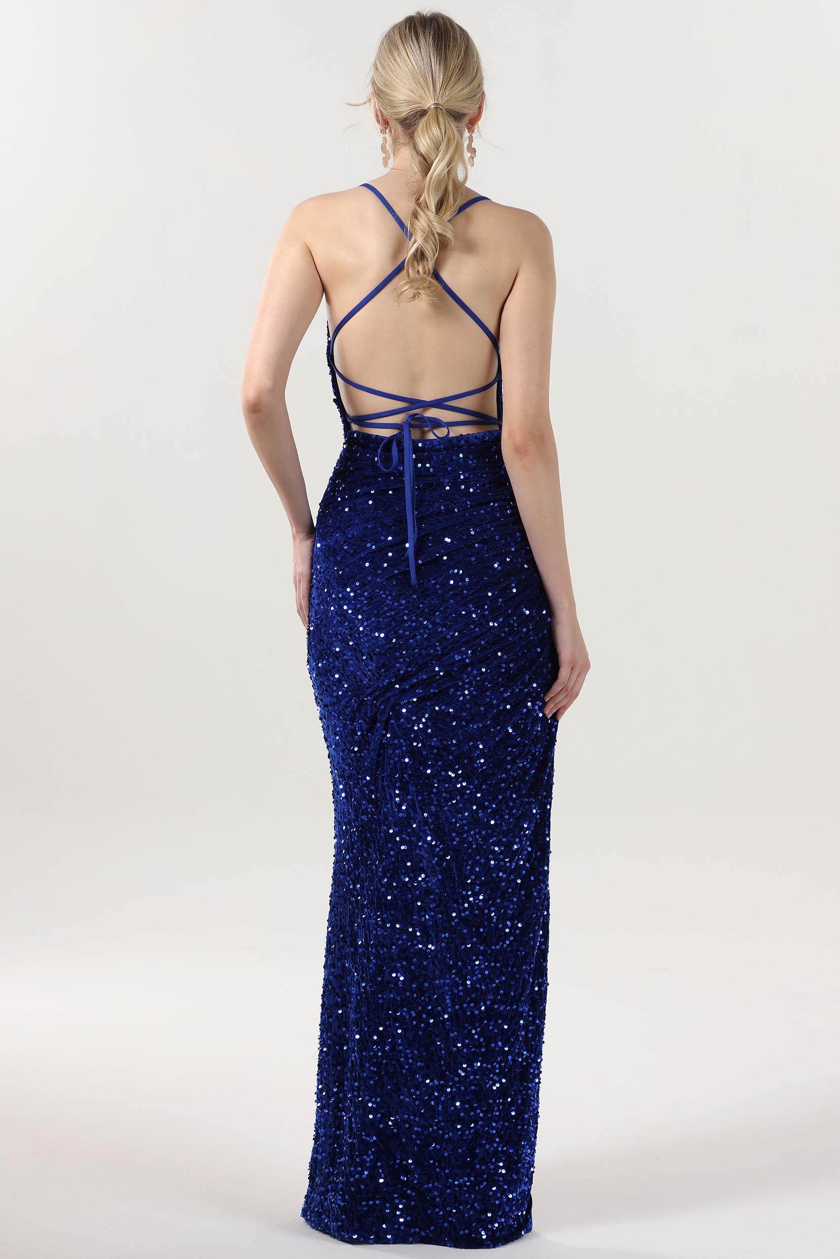 Sheath-Column Maxi Velvet Sequin Formal Dress CS0637 - COCOMELODY