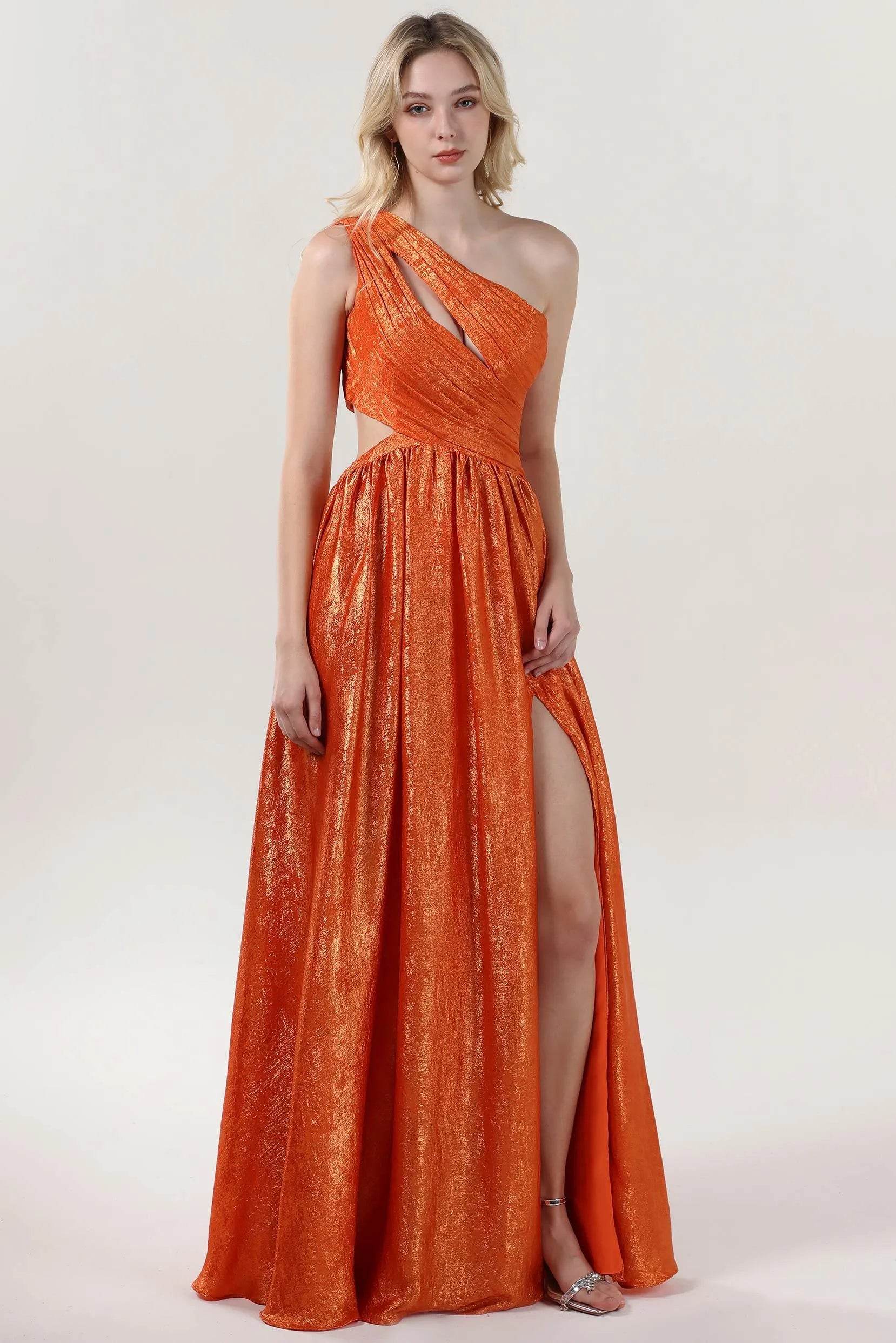 Cocmelody Orange Prom Dress Metallic Formal Dress CS0642, Grey Cocmelody Orange Prom Dress Metallic Formal Dress CS0642, Grey