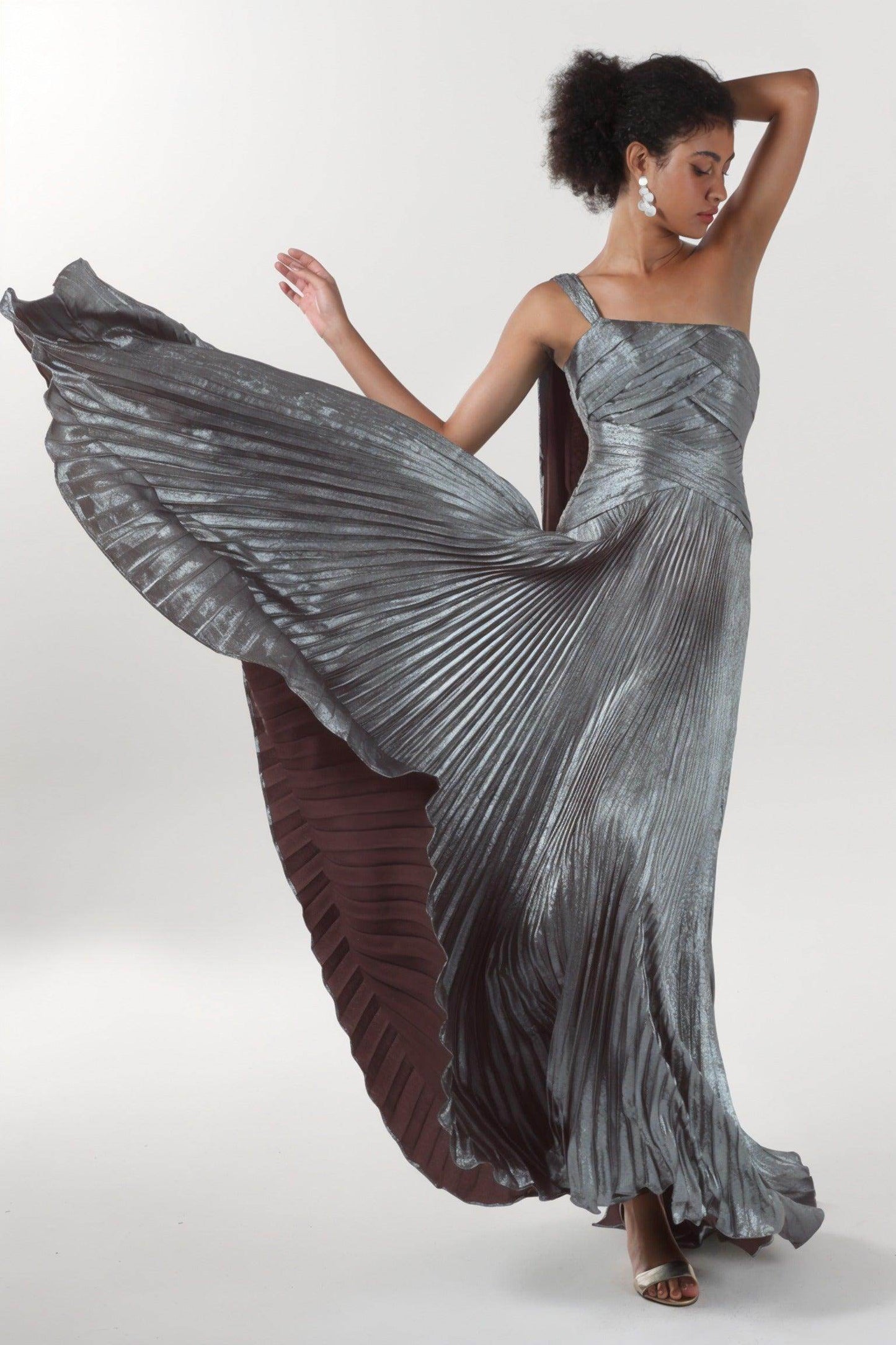 A-Line Maxi Metallic Formal Dress CS0643 - COCOMELODY