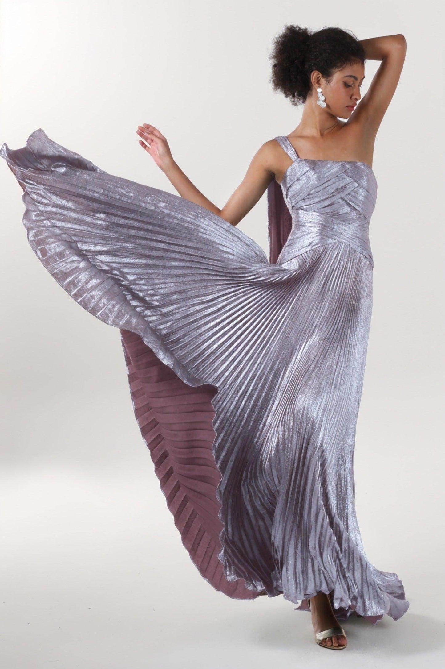 A-Line Maxi Metallic Formal Dress CS0643 - COCOMELODY
