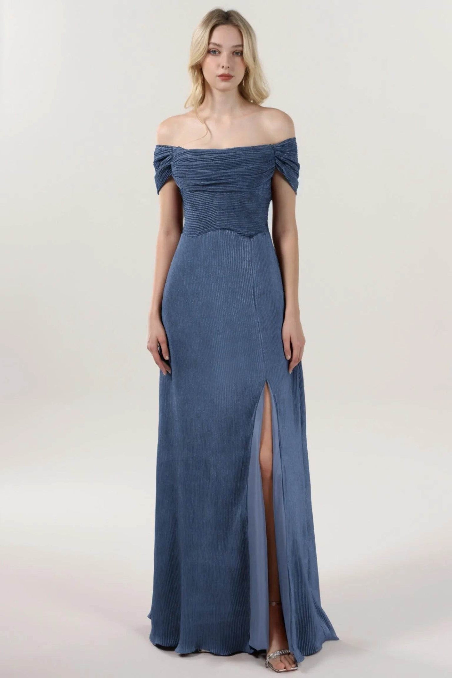 Sheath-Column Maxi Metallic Formal Dress CS0645 - COCOMELODY