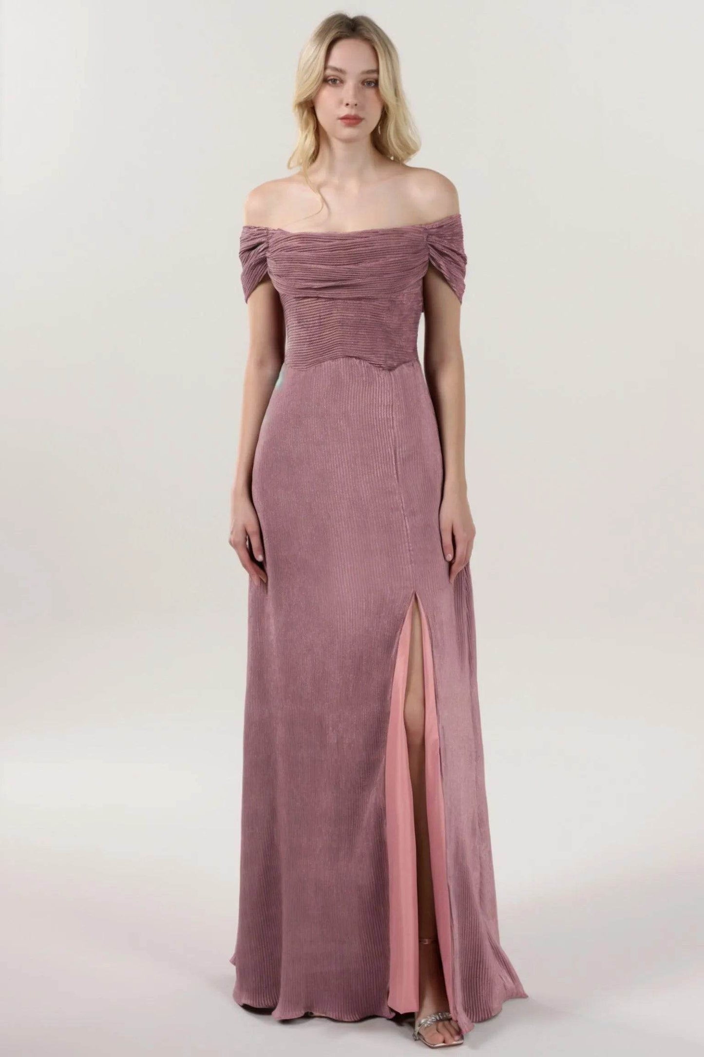 Sheath-Column Maxi Metallic Formal Dress CS0645 - COCOMELODY