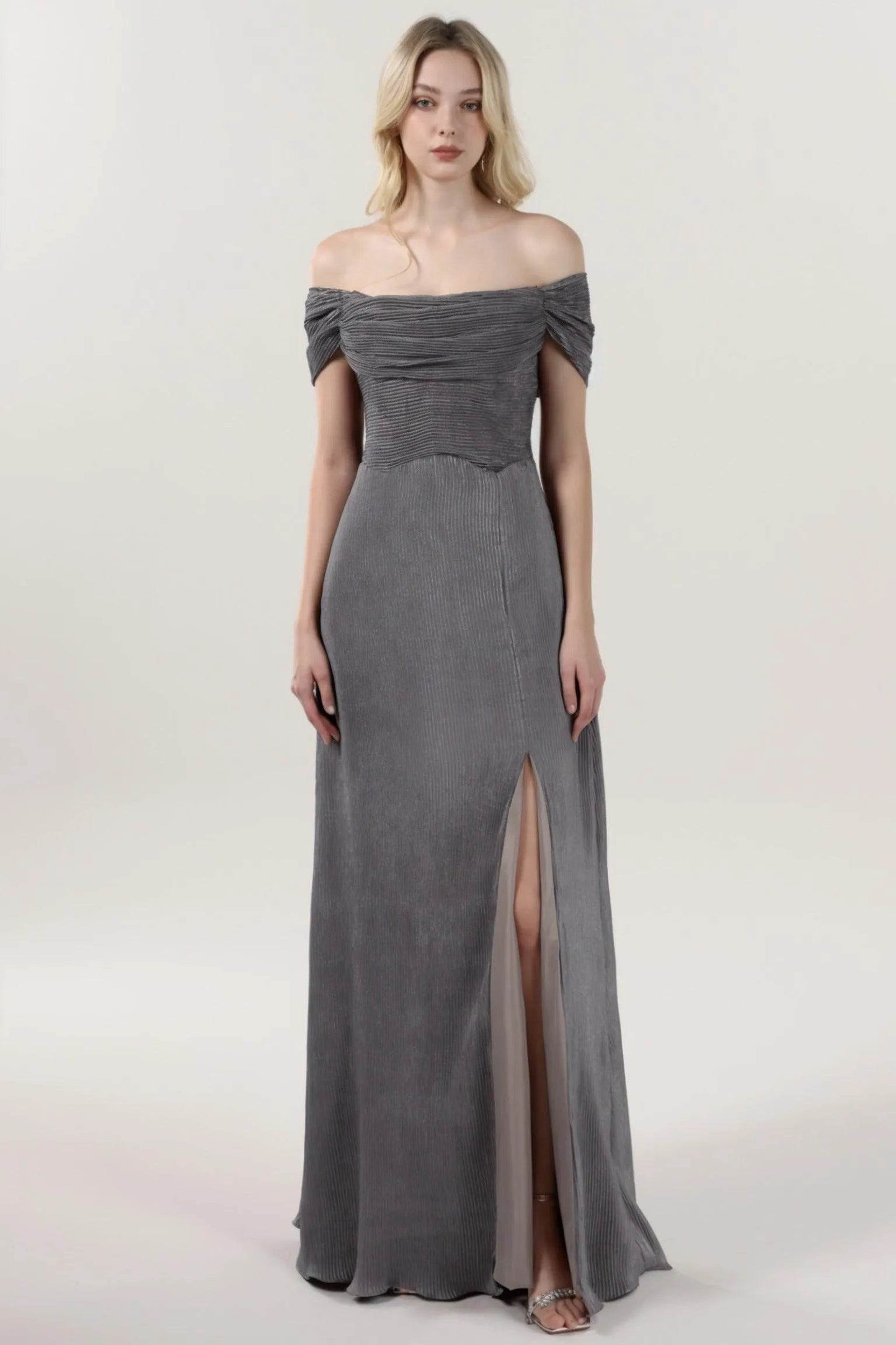 Sheath-Column Maxi Metallic Formal Dress CS0645 - COCOMELODY