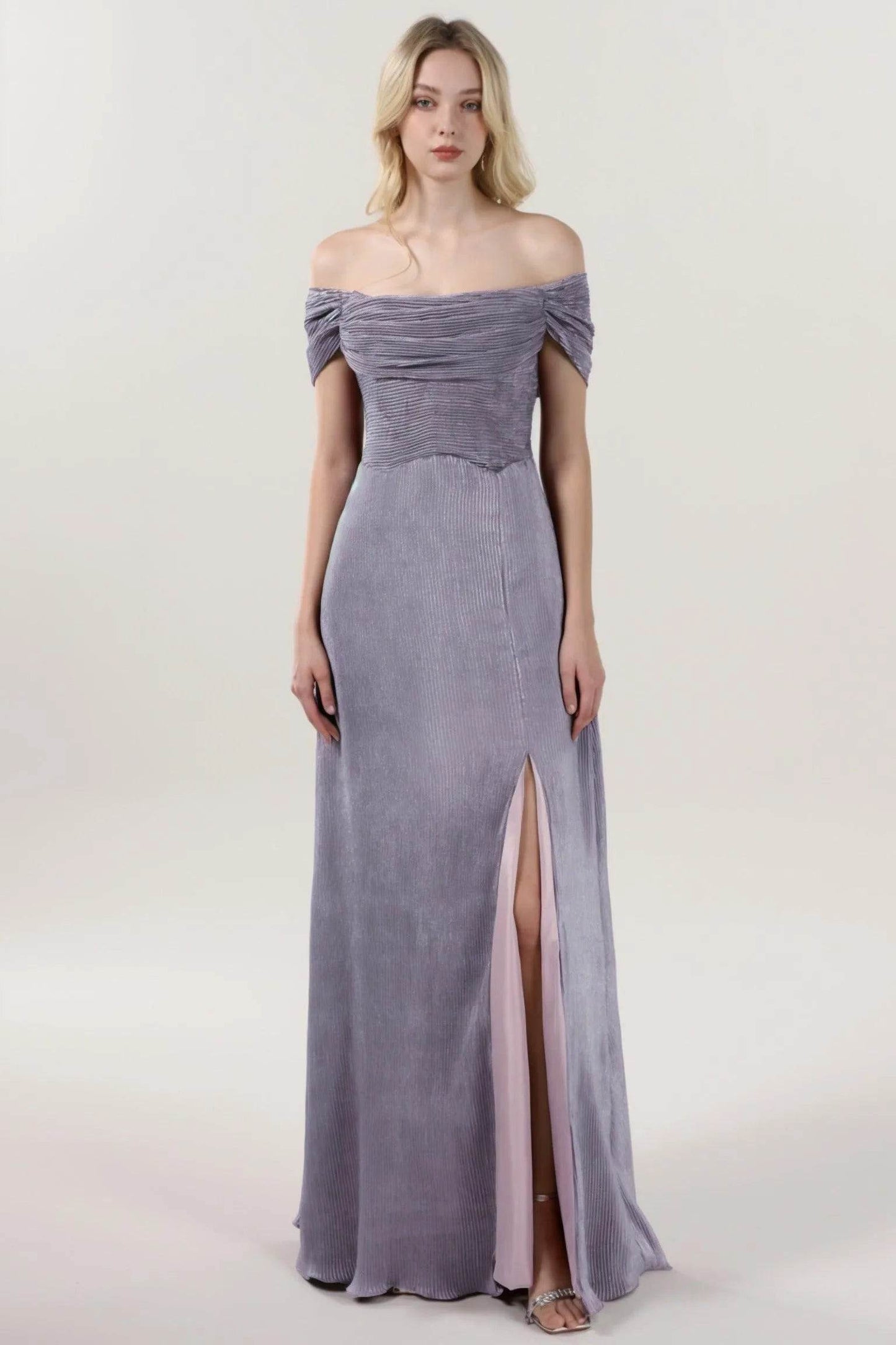 Sheath-Column Maxi Metallic Formal Dress CS0645 - COCOMELODY