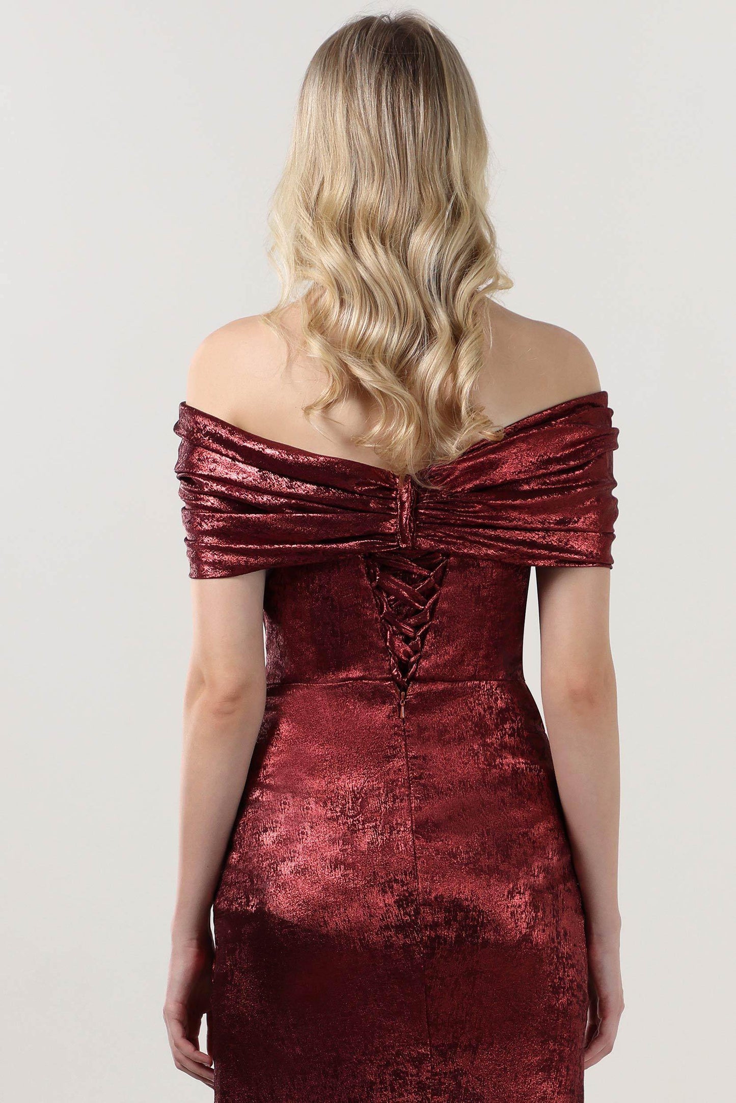 Trumpet-Mermaid Sweep-Brush Train Metallic Formal Dress CS0646 - COCOMELODY