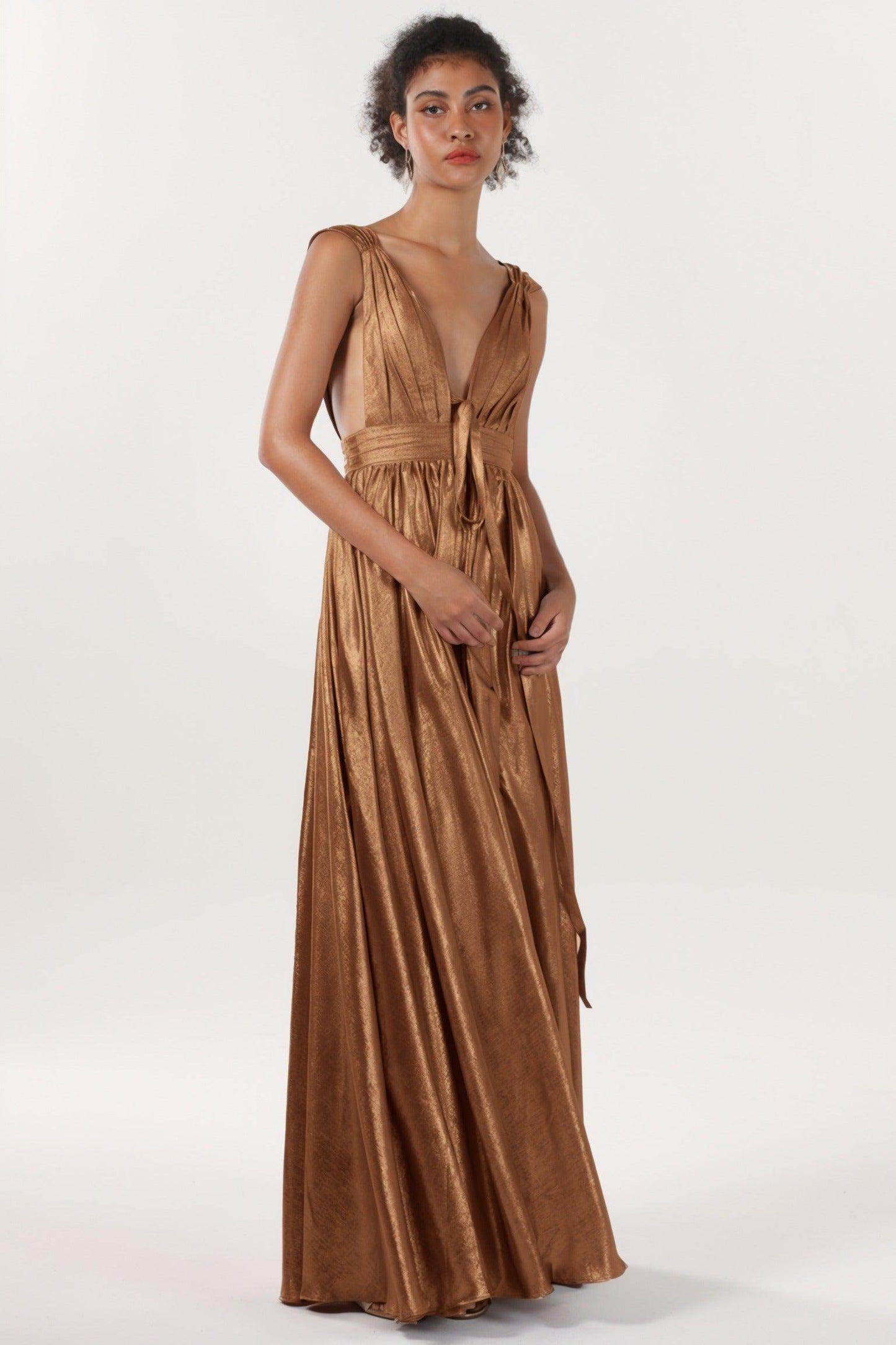A-line Maxi Metallic Formal Dress CS0648 - COCOMELODY
